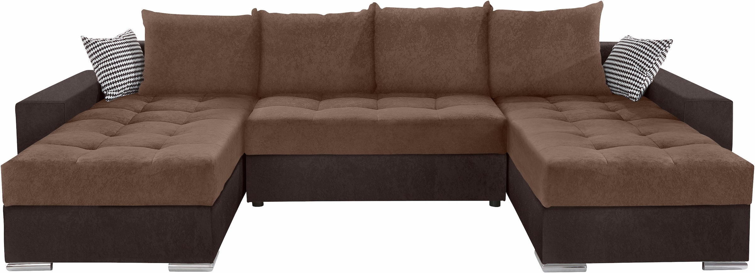 COLLECTION AB Wohnlandschaft »XL-Josy U-Form, Breite 313 cm, Kunstleder-Mix, Microfaser«, inkl. Bettfunktion, Bettkasten, mit 4 gleich großen Rückenkissen