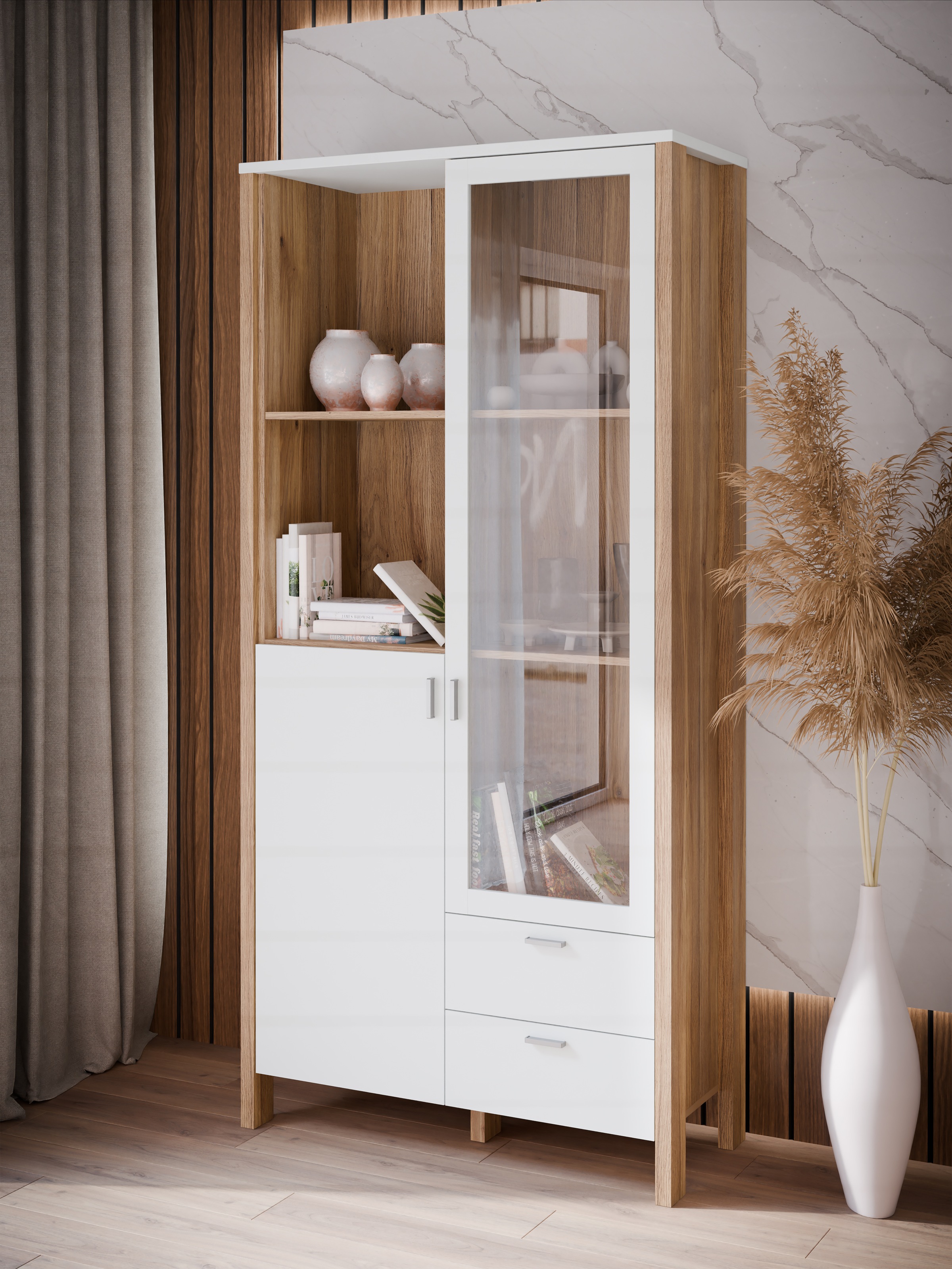 FORTE Vitrine »Saitama«, Stauraumvitrine, Standvitrine, Stauraumschrank, Höhe 200,3cm
