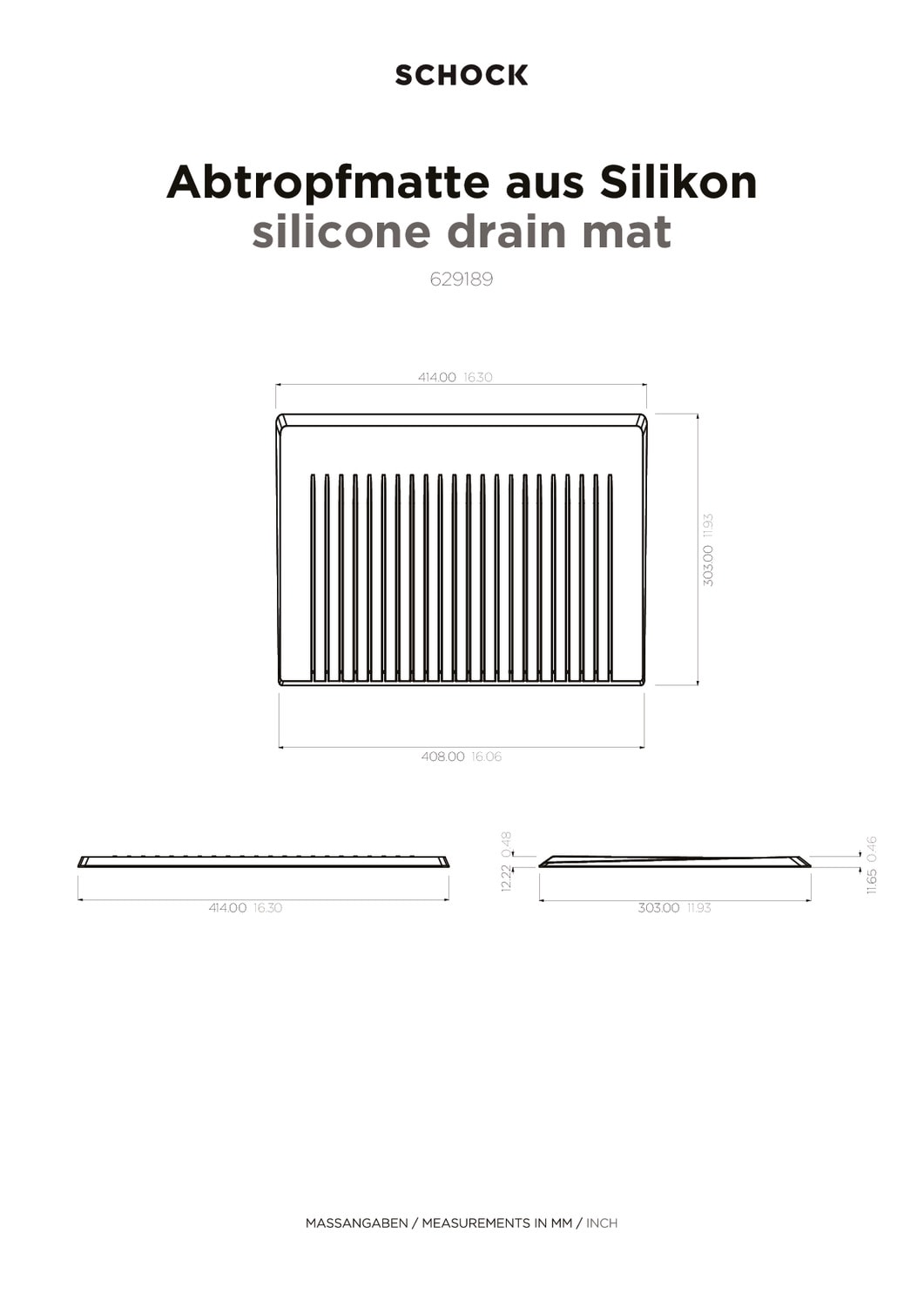 Schock Abtropfmatte »aus Silikon, temperaturbeständig bis 230°C«, spülmaschinengeeignet, in Anthrazit