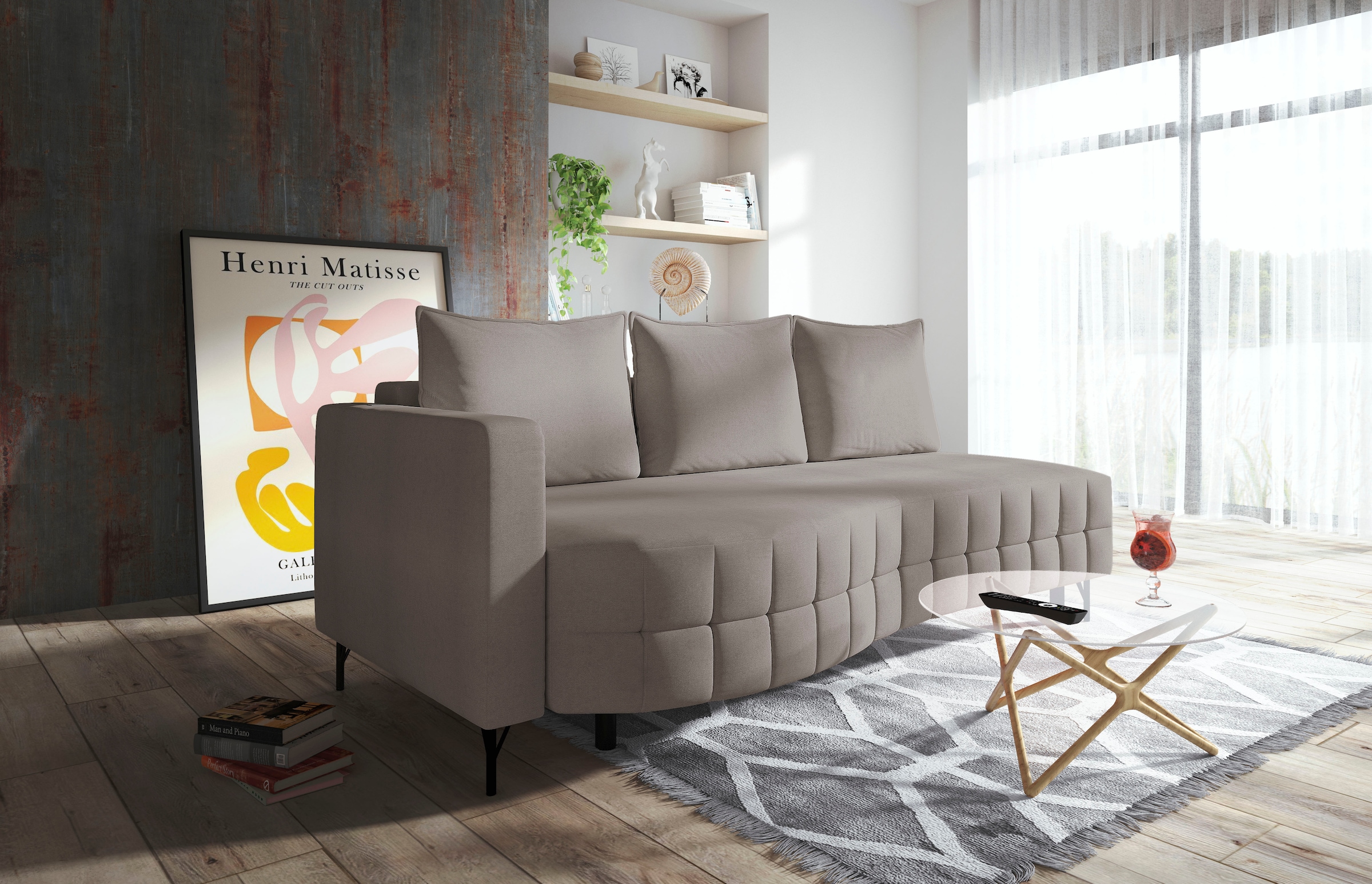 exxpo - sofa fashion Loungesofa »T wiggy Schlafsofa mit Bettfunktion und Bettkasten,« komfortabler Federkern, super Sitzkomfort, elegante Formensprache