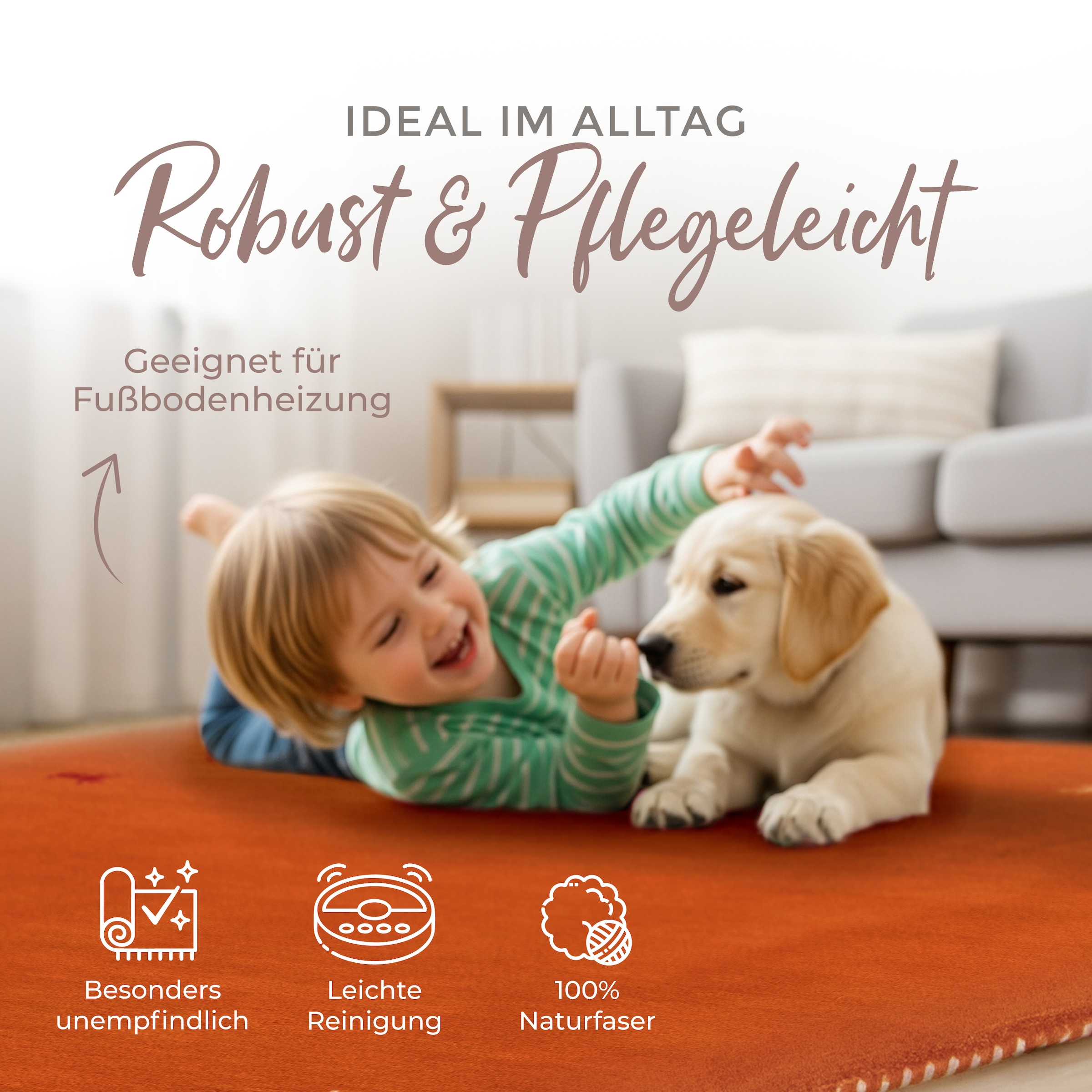 carpetfine Wollteppich »Gabbeh Uni,  auch als Läufer und Rund erhältlich« rechteckig 15 mm Höhe reine Wolle, handgewebt, Gabbeh Loom Tiermotiv, große Farbauswahl