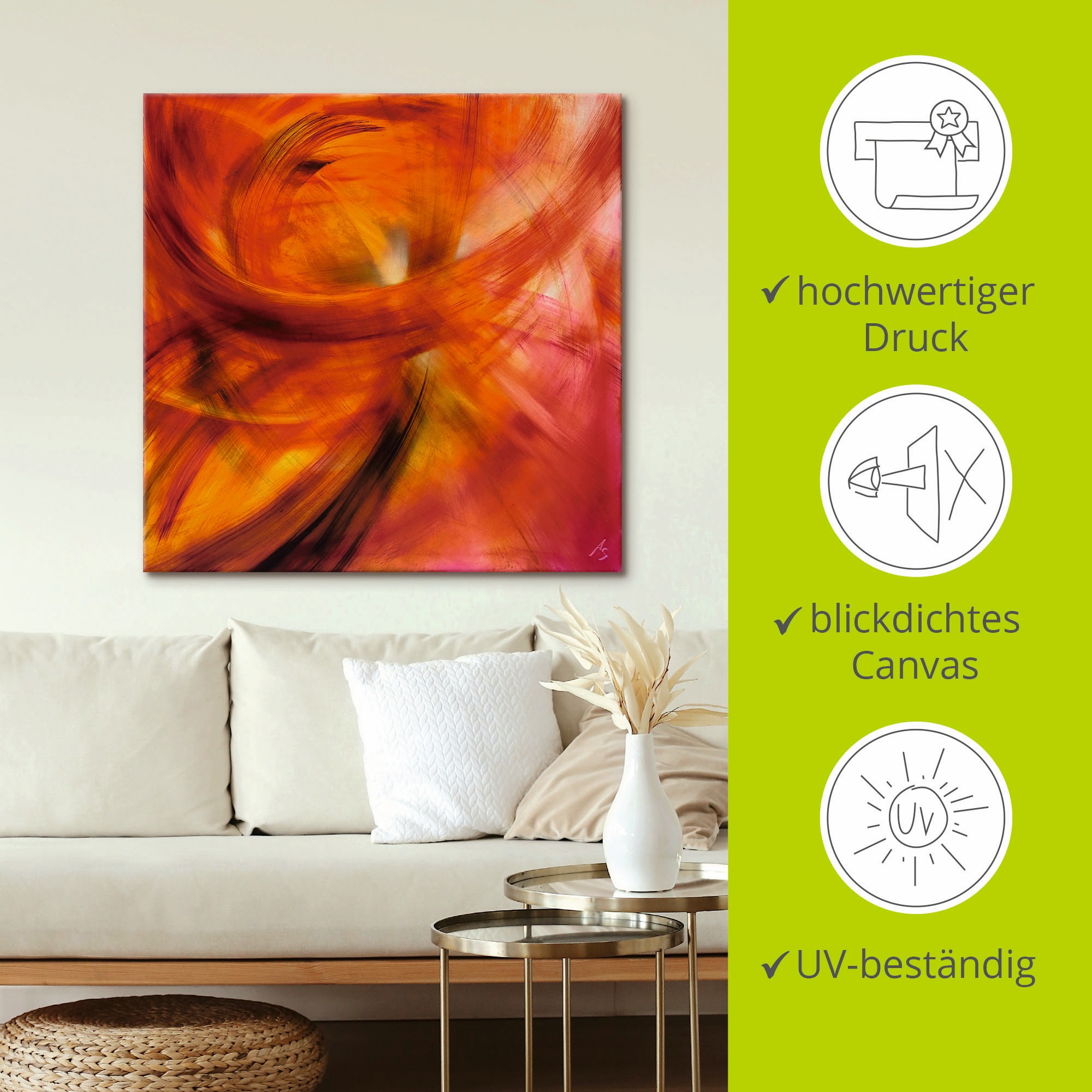 Artland Wandbild »Roter Lichtertanz«, Gegenstandslos, (1 St.), als Alubild, Outdoorbild, Leinwandbild in verschied. Größen