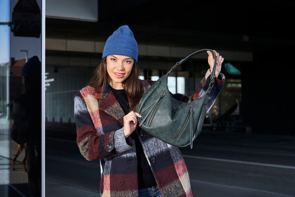 Rieker Handtasche Schultertasche, Damen Umhängetasche mit abnehmbarem Umhängeriemen