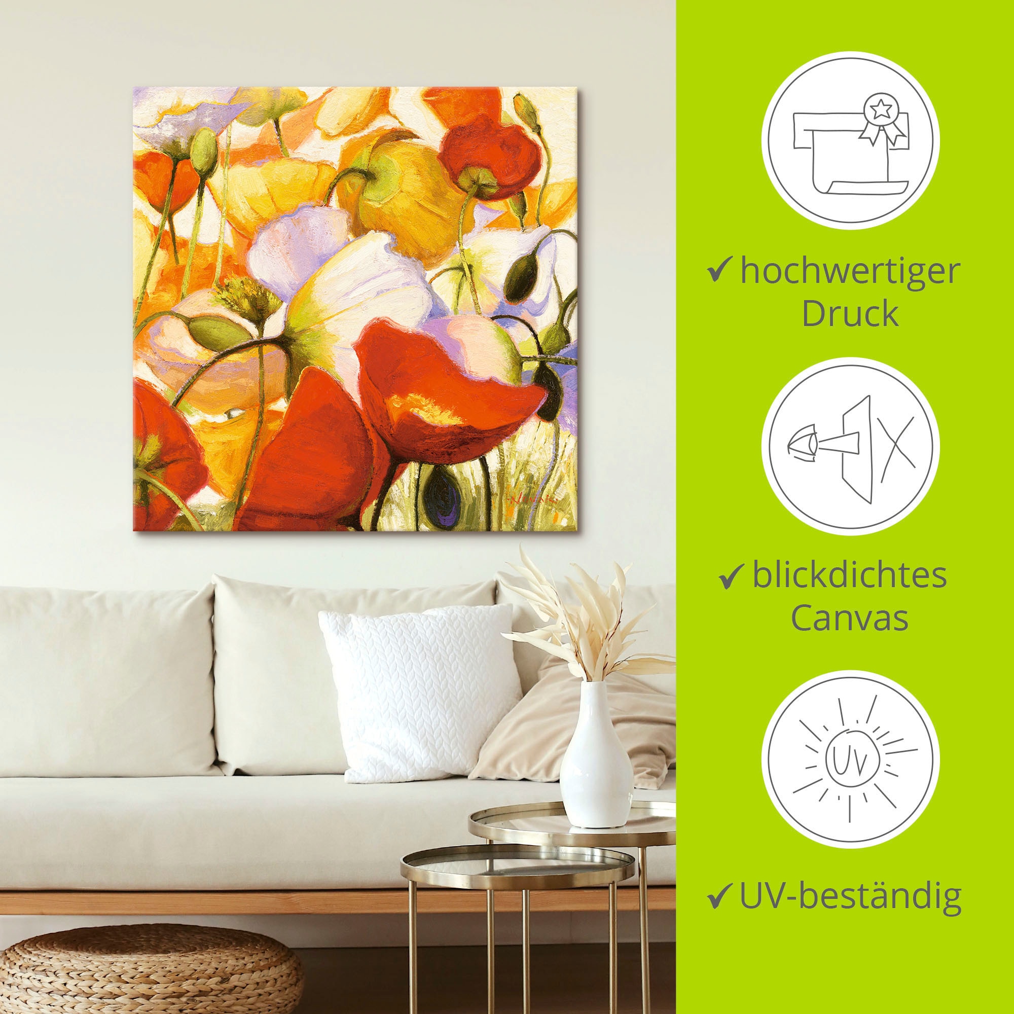 Artland Leinwandbild »Mohnblumen aus der Nähe« Blumen 1 Stk. tlg. auf Holzrahmen gespannt