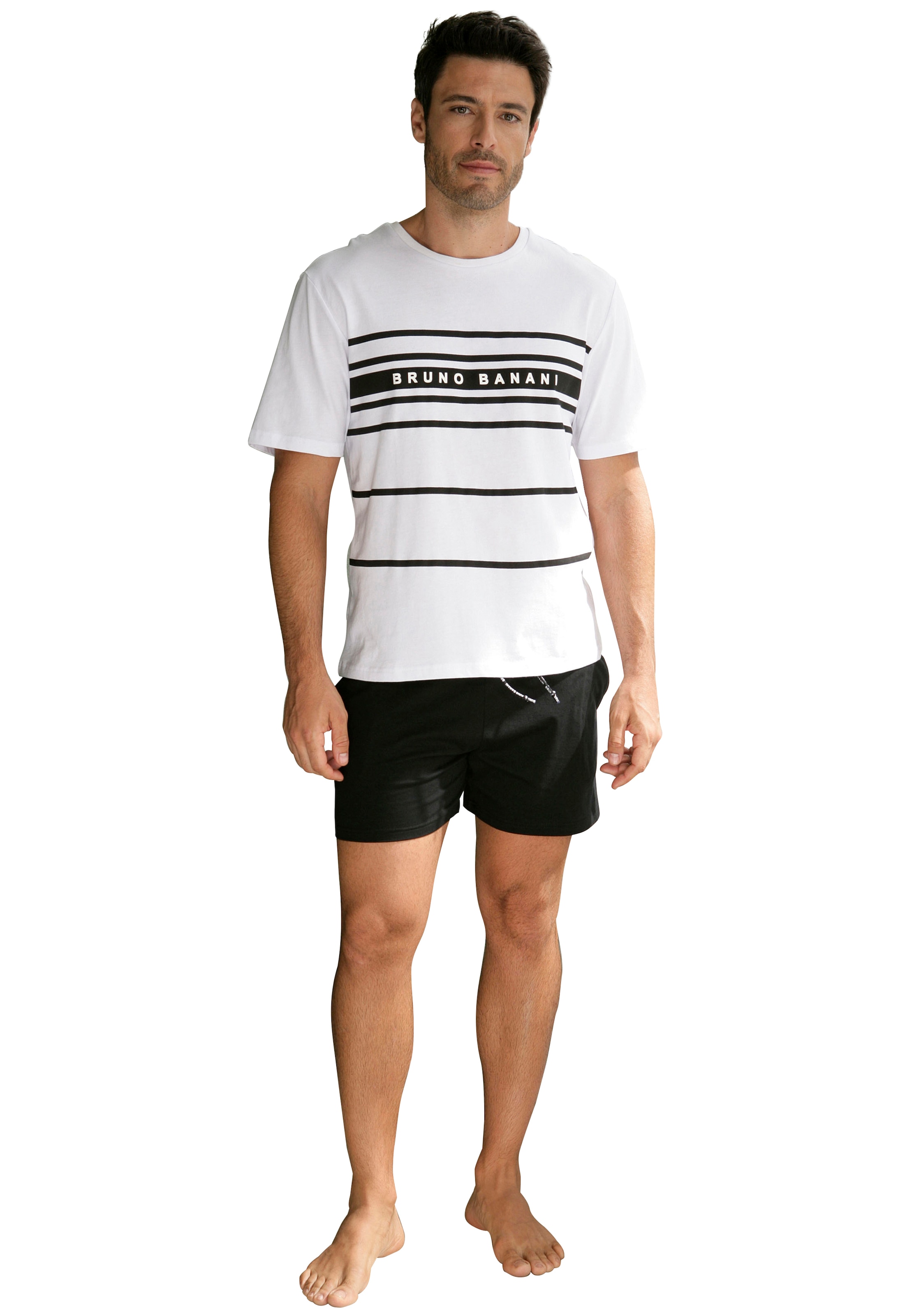 Bruno Banani Schlafanzug, (Spar-Set, 3 tlg.), Shirt mit Shorts und langer Hose