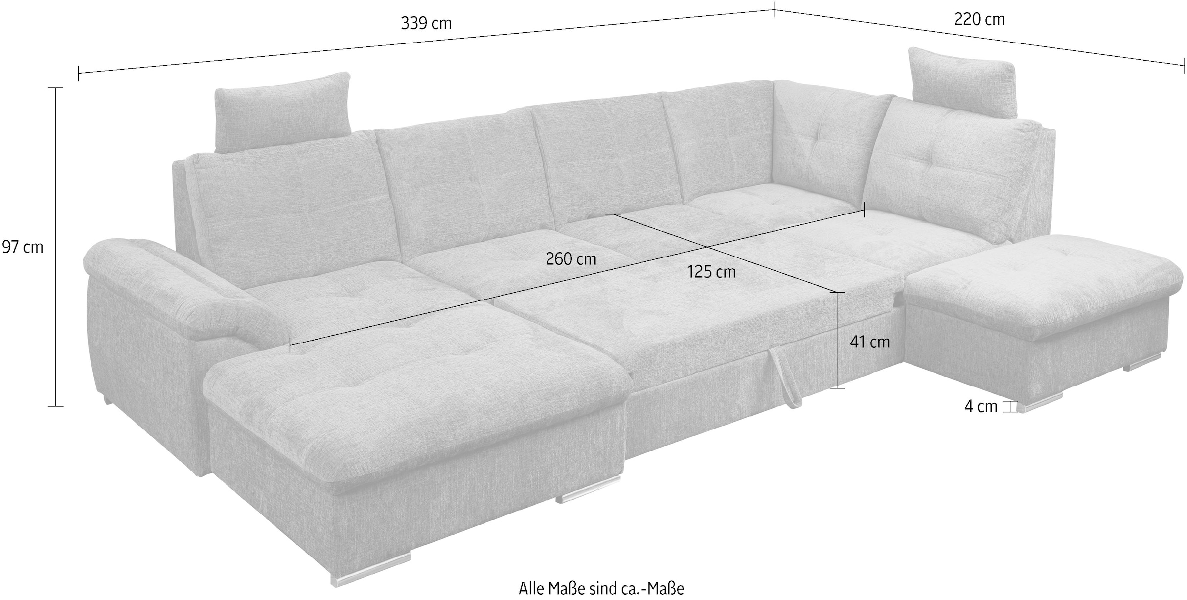 WERK2 Wohnlandschaft »Arena« mit Schlaffunktion und Bettkasten