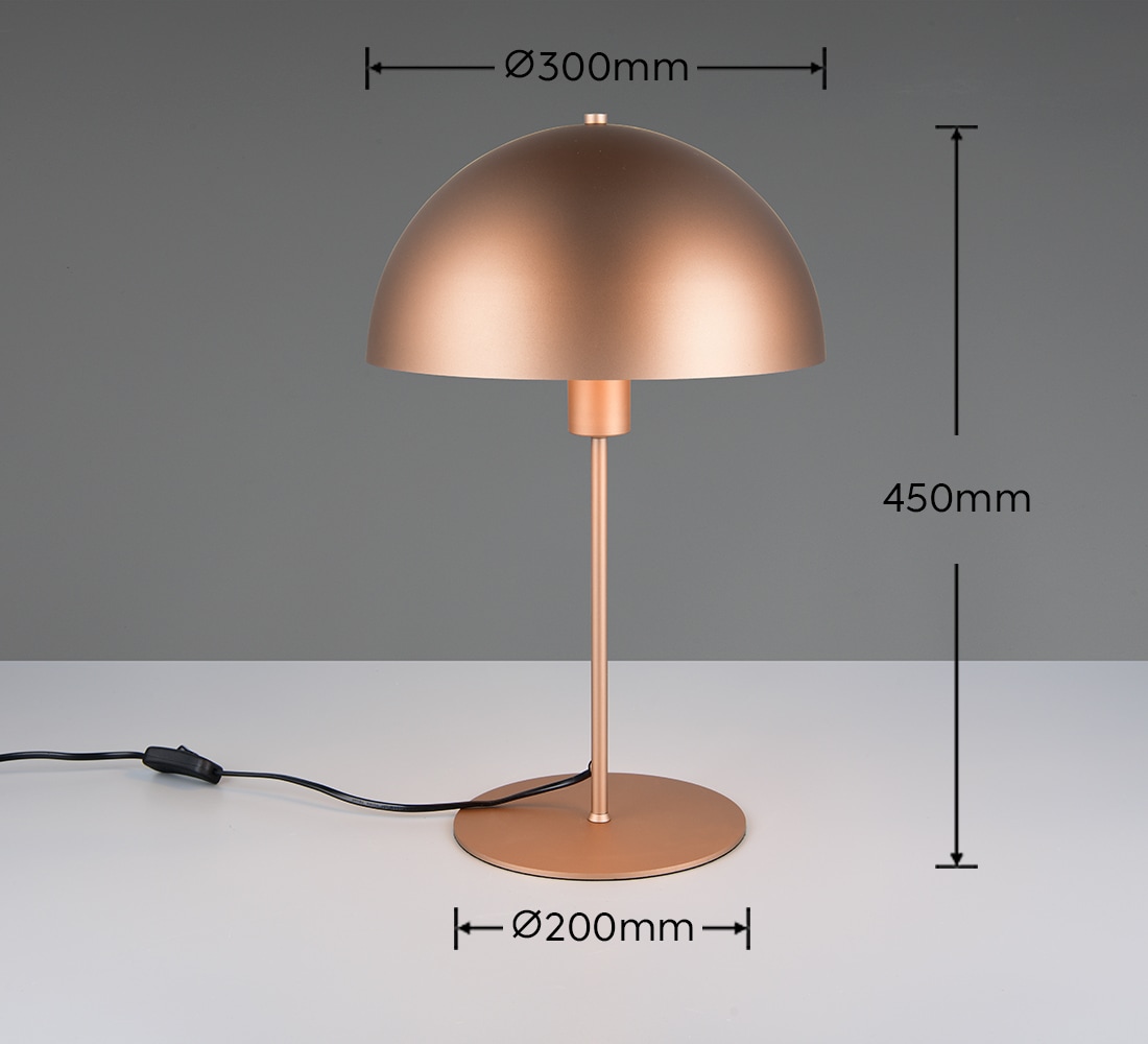 TRIO Leuchten Schreibtischlampe »NOLA, exkl. 1x E27 max 40W, Tischlampe mit Schnurschalter Höhe 45cm« E27 1 Stk. warmweiß - kaltweiß Ø 30cm, Nachttischlampe, 180cm Anschlusskabel, Leuchtmittel wechselbar