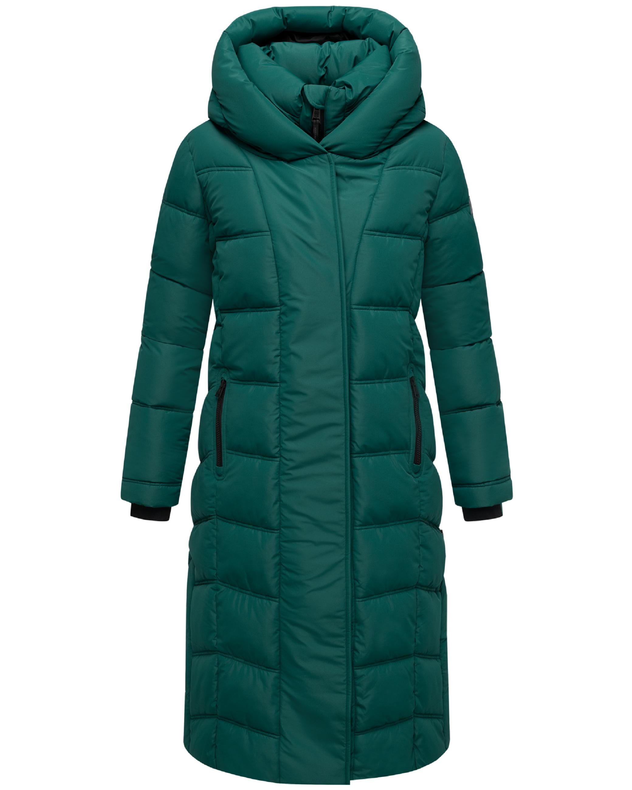 Navahoo, Damen, Steppmantel »Steppmantel Engelsfeder XIV«, Evergreen, XL, Evergreen, Langer Damen Steppmantel mit Magnet-Knöpfen