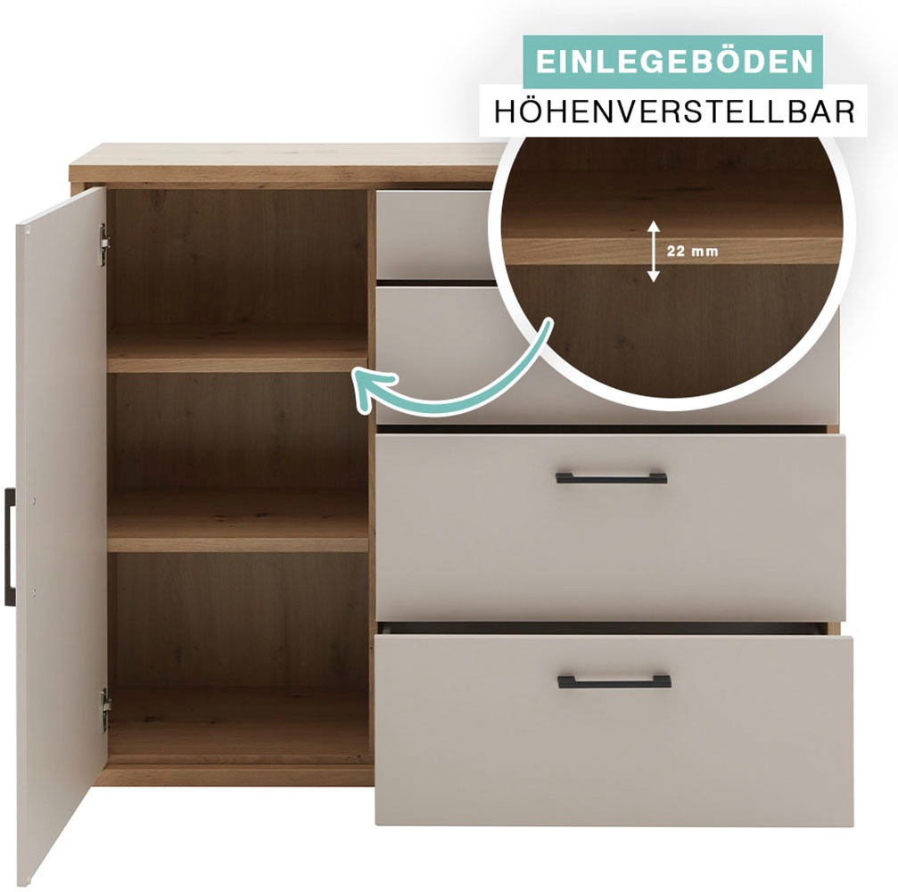 priess Hochkommode »Warburg hochwertige Kommode aus Deutschland«, fertig aufgebaut geliefert mit Dämpfern und Metallgriffen