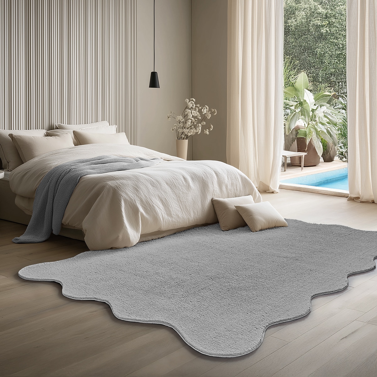 the carpet Teppich »Relax Scallop kuschelig & Super Soft,« wellenförmig Anti-Rutsch Unterseite, Waschbar bis 30 Grad, Felloptik,