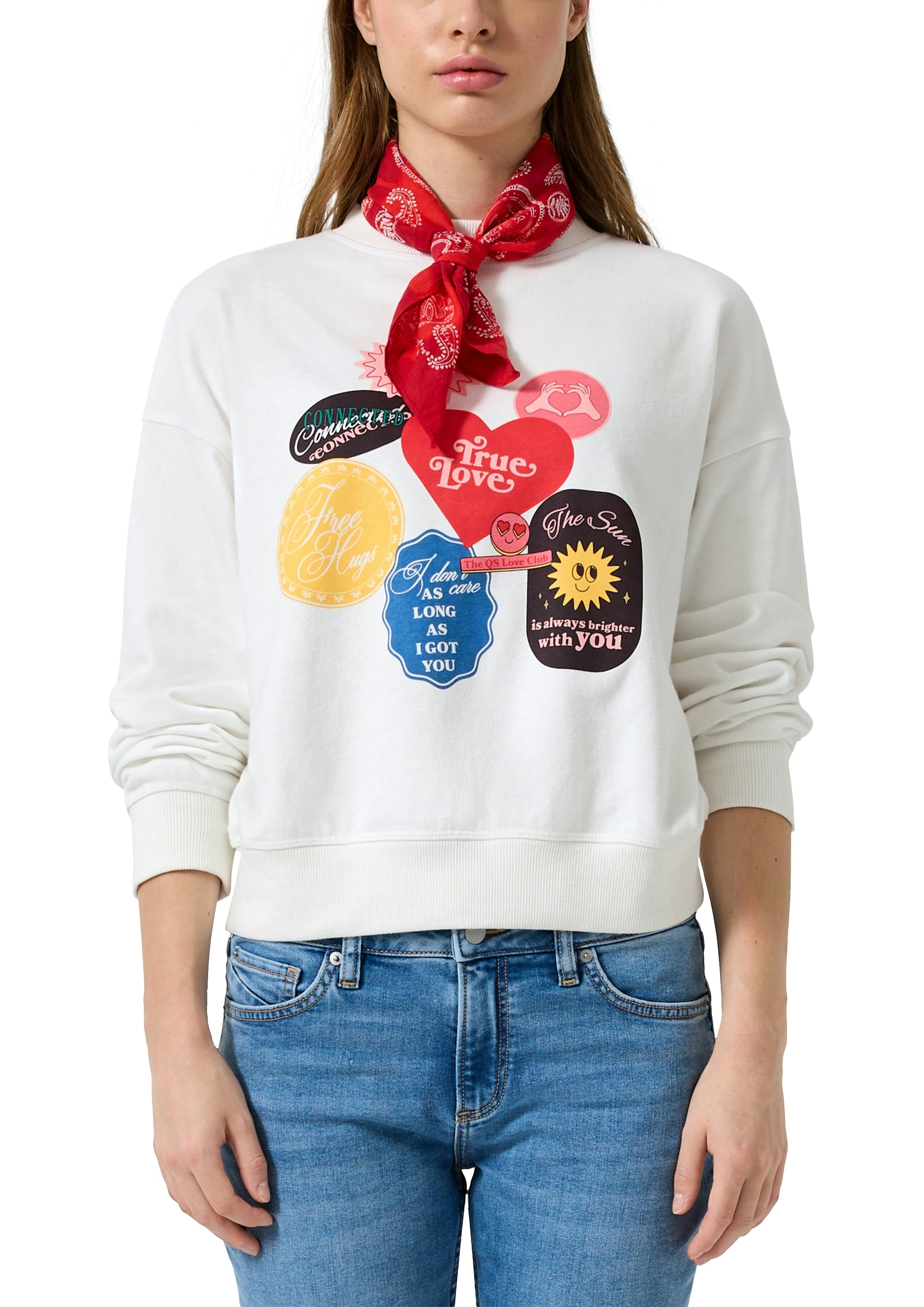 QS Sweater , mit Frontprint/Letter-Print
