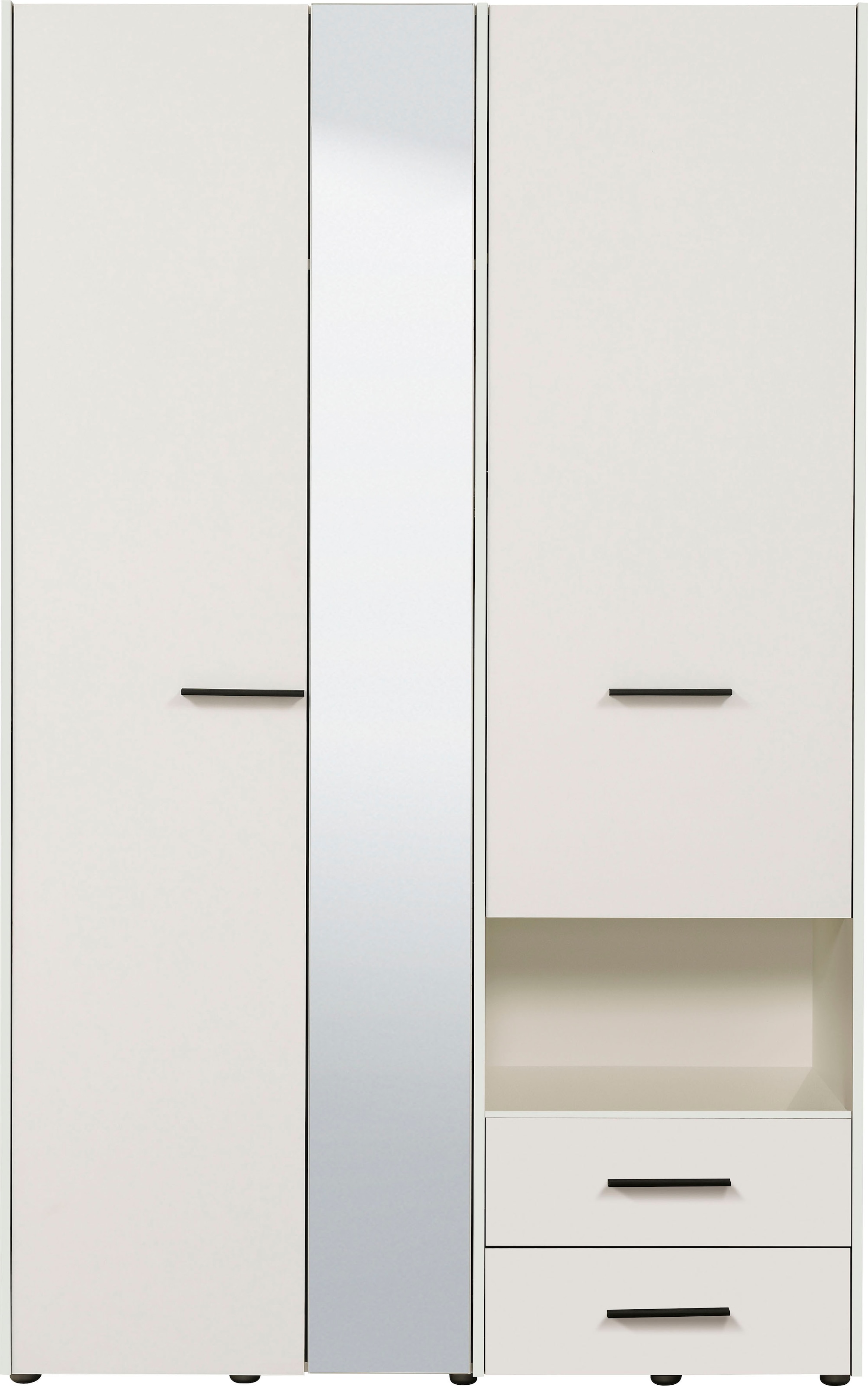 INOSIGN Kleiderschrank »Leon, FSC® -zertifiziertem Holzwerkstoff«, mit Spiegel, Innenausstattung und 2 Schubladen, 127,5x55x205,5cm