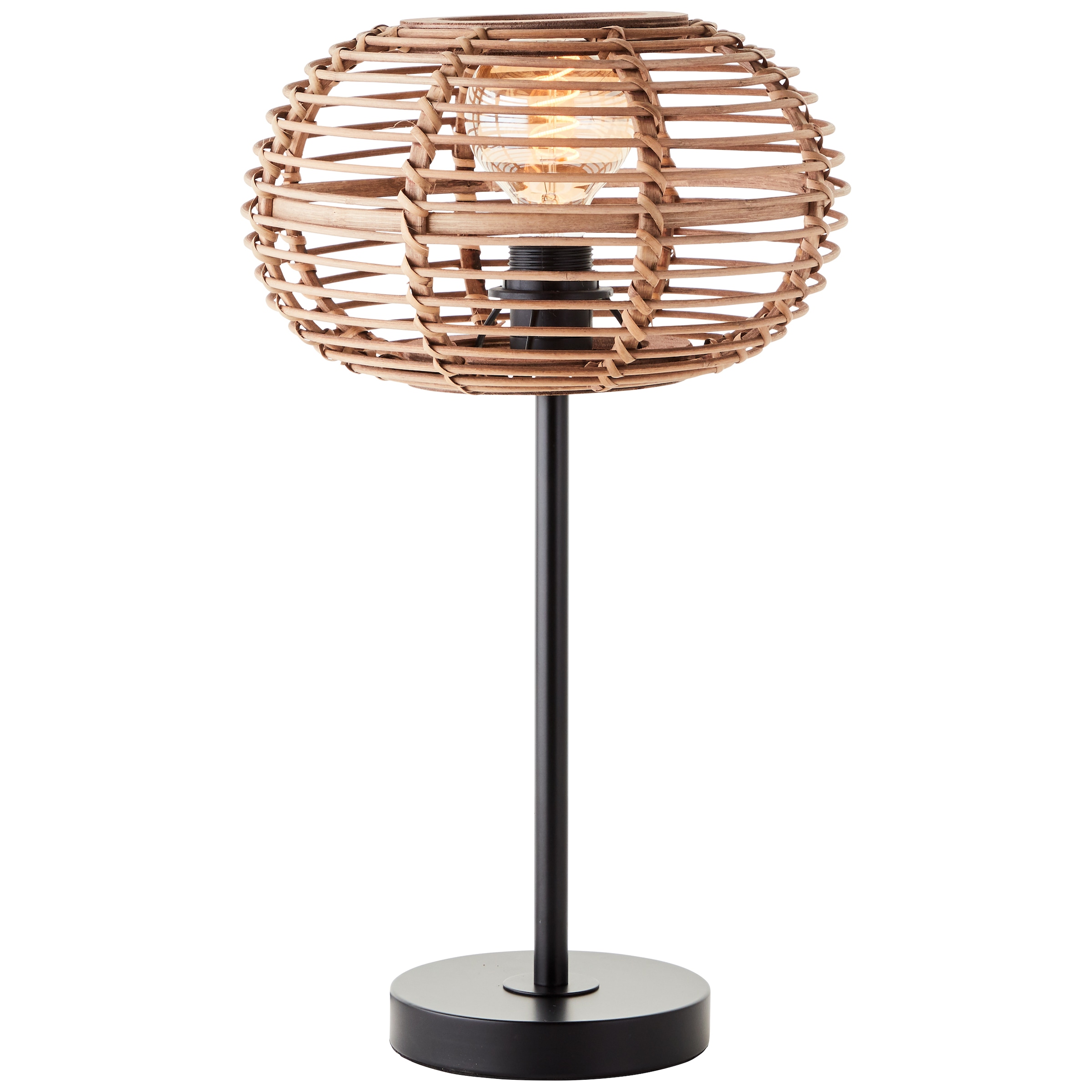 Brilliant Tischleuchte »Woodball«, 1 flammig, Leuchtmittel E27 | ohne Leuchtmittel, mit Bambus Schirm, 49 x 28 cm, E27, matt schwarz/natur