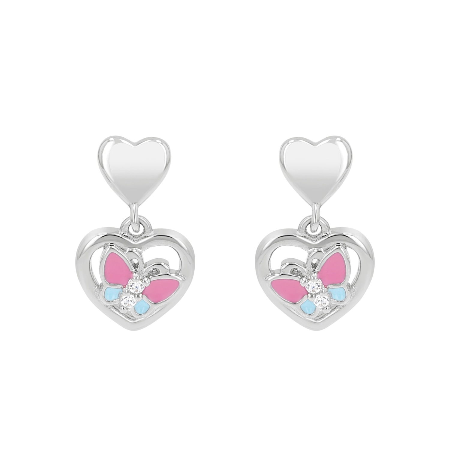 Prinzessin Lillifee Paar Ohrhänger »Herzen/Schmetterling-Optik« mit Zirkonia (synth.)