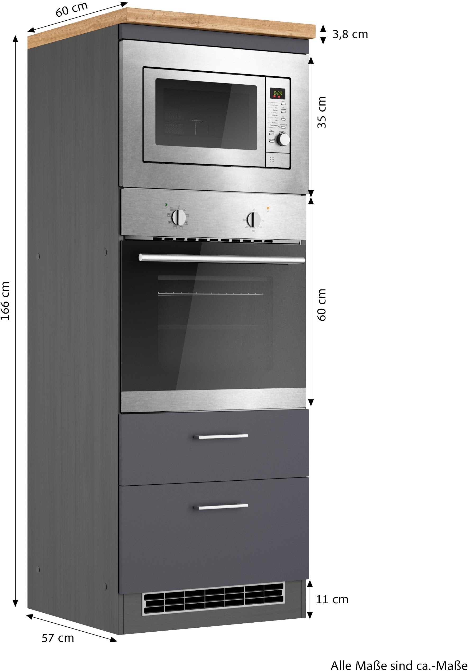 KOCHSTATION Backofenumbauschrank »KS-Milan« Mikrowellen-/Backofenkumbau 60 cm, matt oder hochglänzend