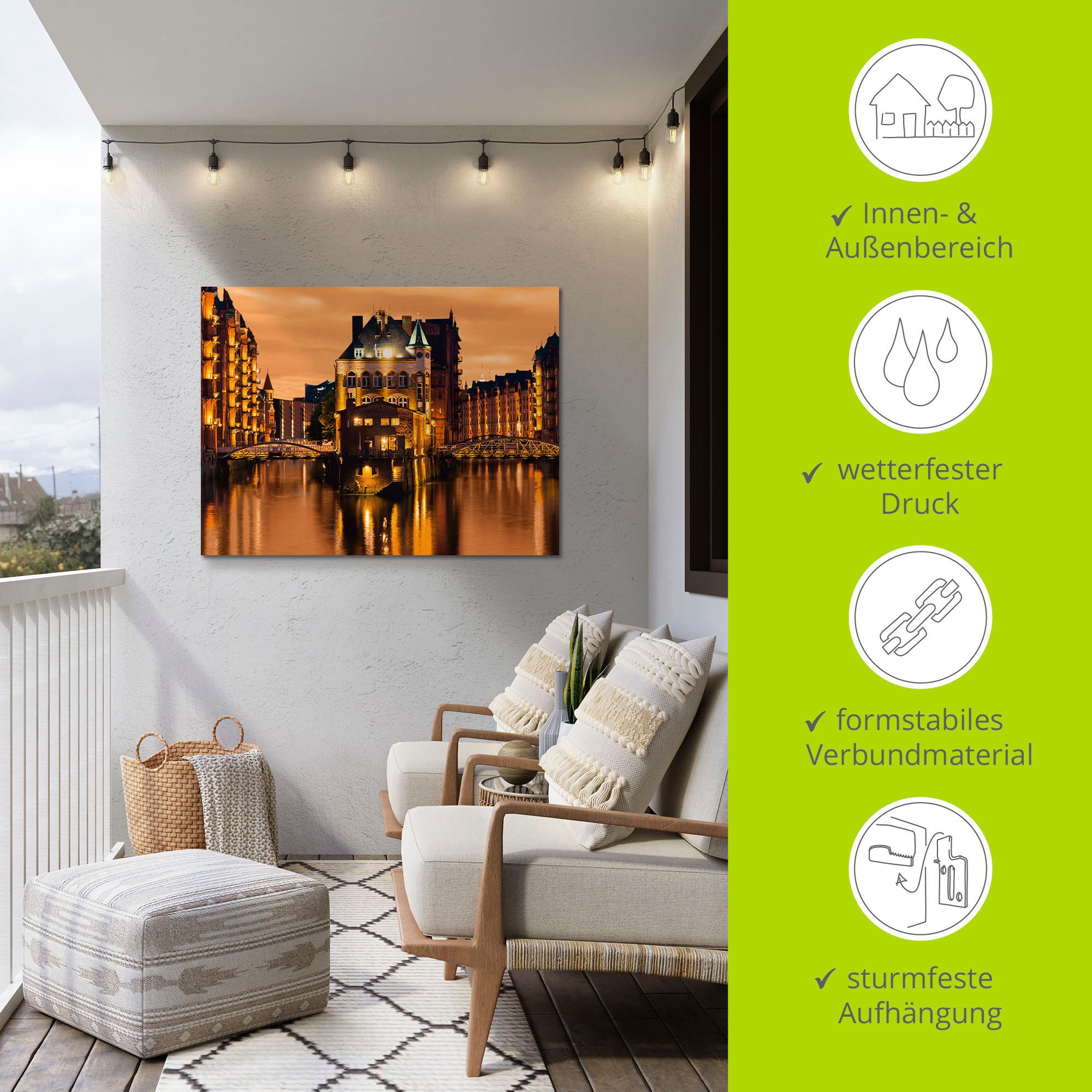 Artland Wandbild »Speicherstadt in Hamburg« Deutschland 1 Stk. tlg. als Alubild, Leinwandbild in verschied. Größen