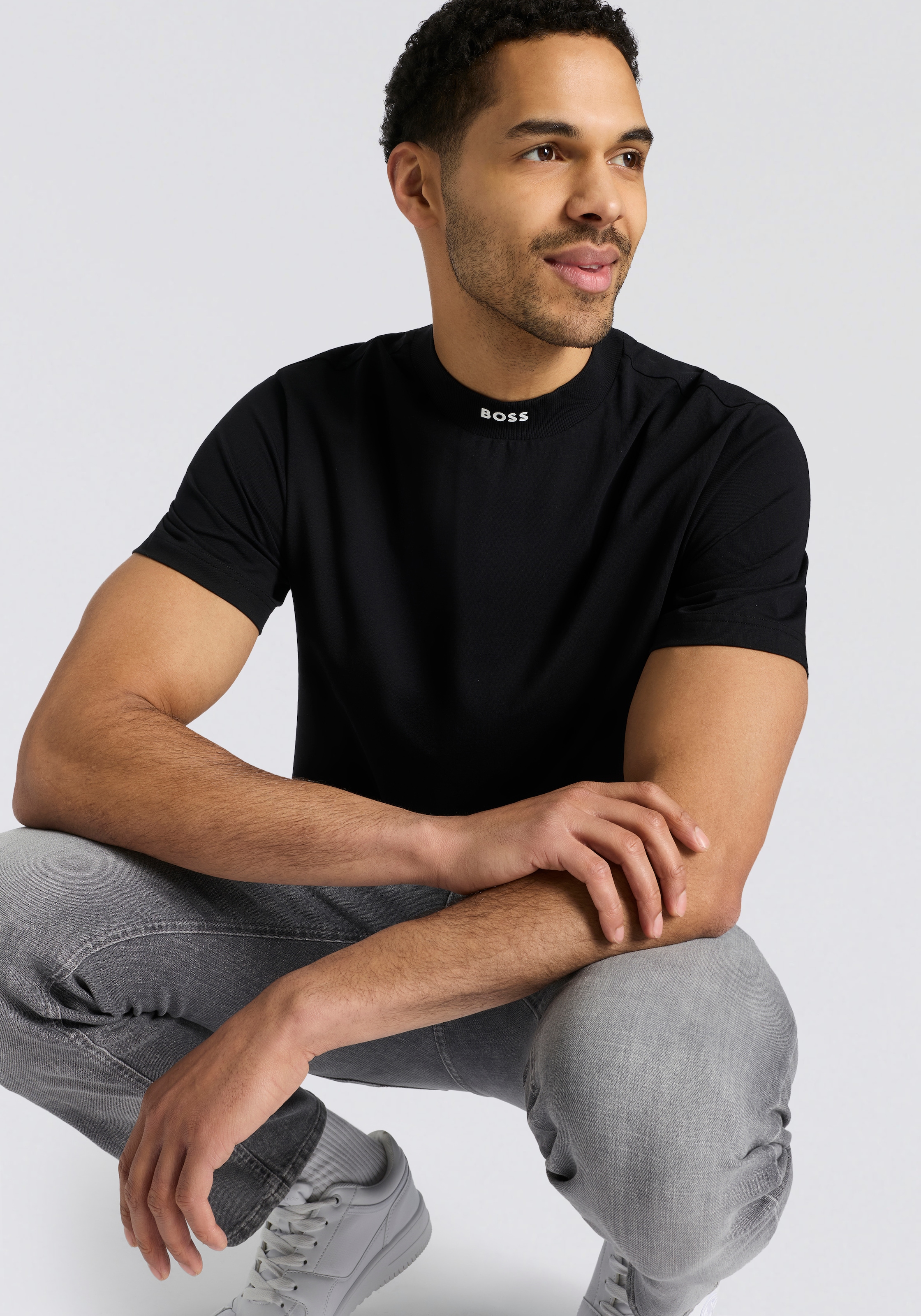 BOSS GREEN Stehkragenshirt »Tee Collar« aus Stretch-Baumwolle, relaxed fit