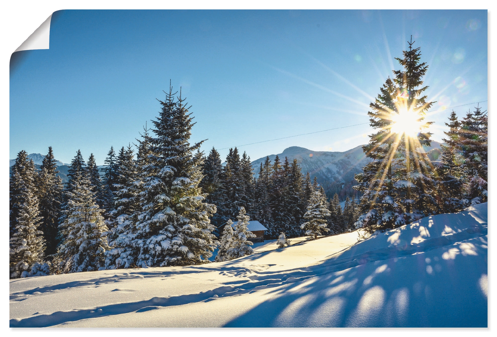 St.), Berge, oder Artland bestellen Poster mit Größen Wandbild Leinwandbild, als Sonnenstern«, in versch. Alubild, »Winterlandschaft (1 Wandaufkleber bequem