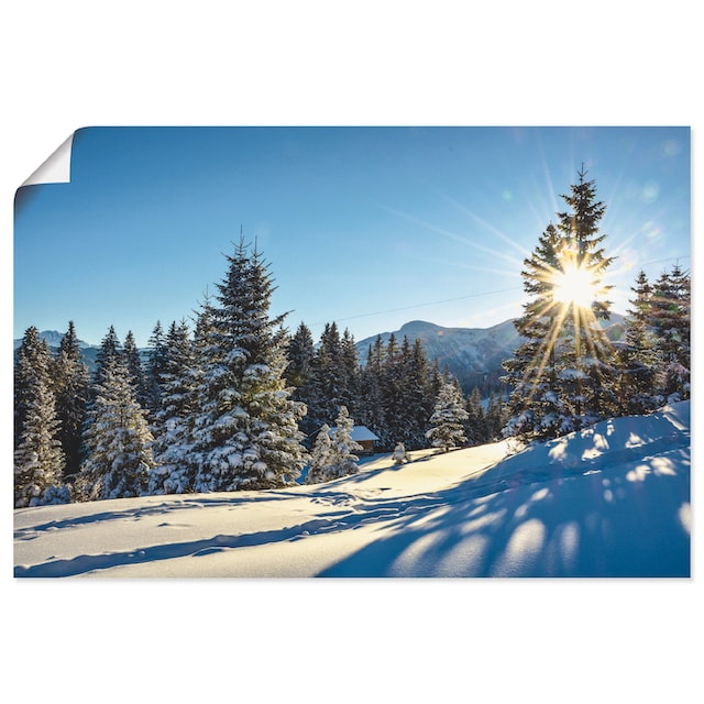 Poster Leinwandbild, St.), mit versch. (1 Berge, Artland bestellen »Winterlandschaft oder Wandaufkleber Sonnenstern«, bequem Wandbild als Größen Alubild, in