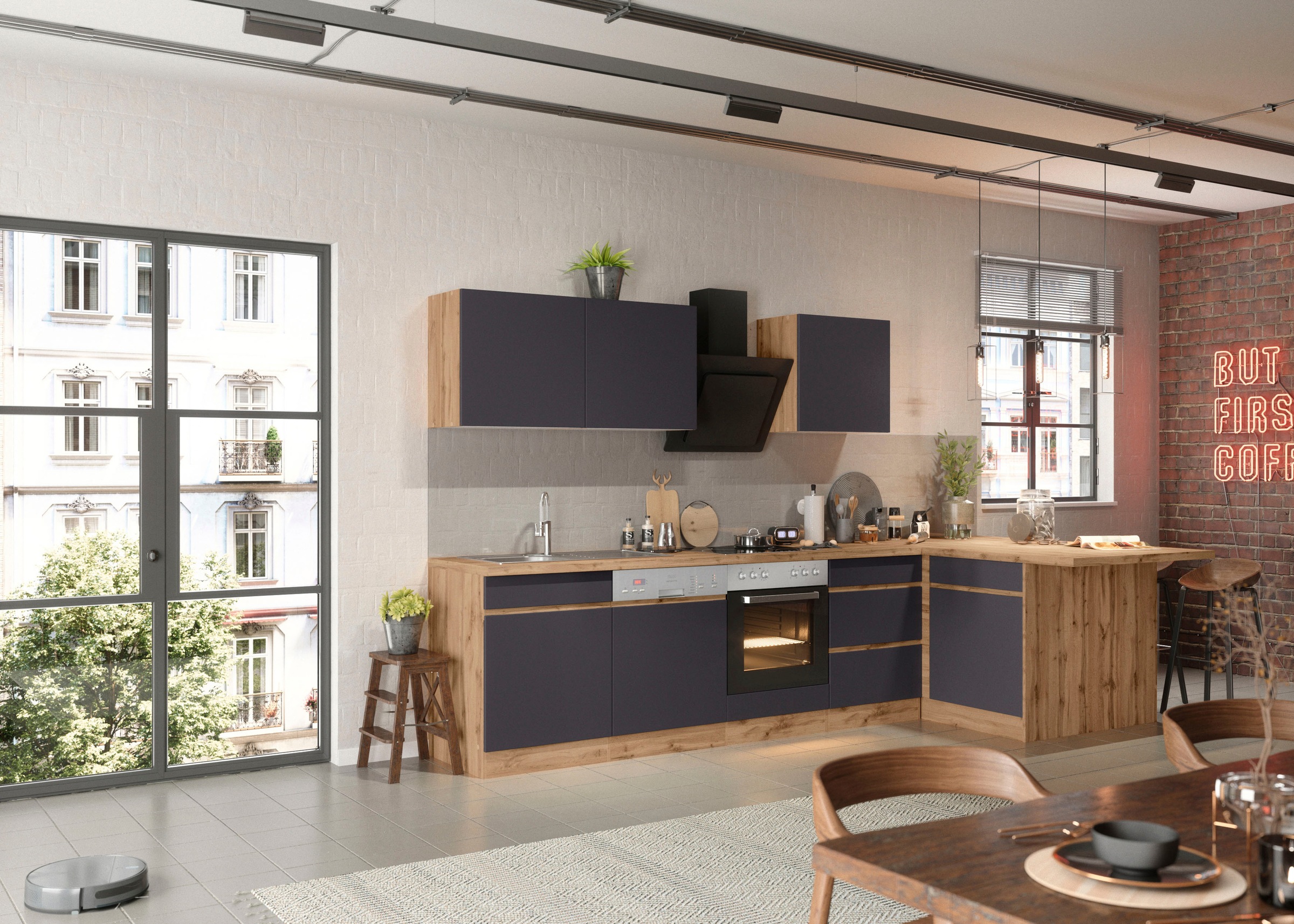 KOCHSTATION Winkelküche »KS-Riesa«, Stellbreite 340x150 cm, wahlweise mit oder ohne E-Geräte