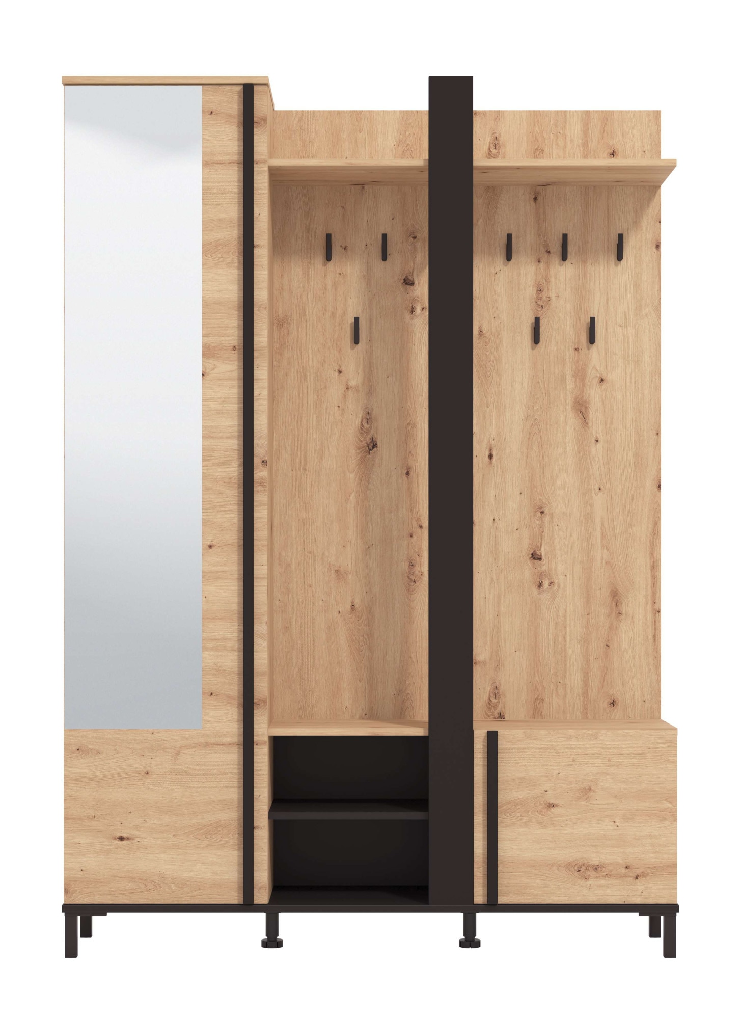 Home affaire Kompaktgarderobe »Nino Flurgarderobe, Dielenschrank, Flurmöbel, Garderobe, Breite 135 cm« Schuhschrank, Spiegel, Haken, viel Stauraum, ideal für kleine Räume