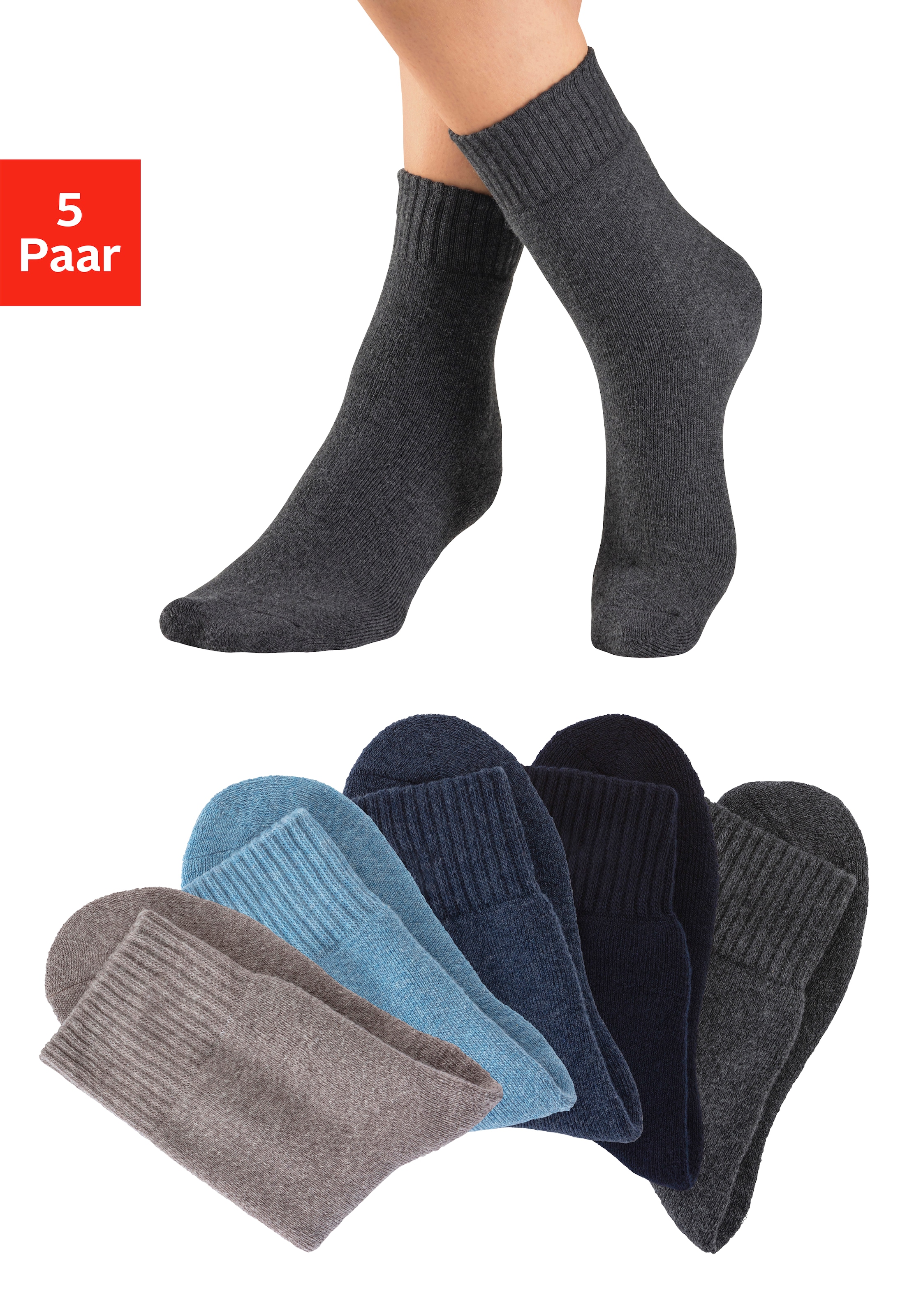 Lavana Basicsocken Packung, 5 Paar tlg. Thermosocken mit Vollfottee