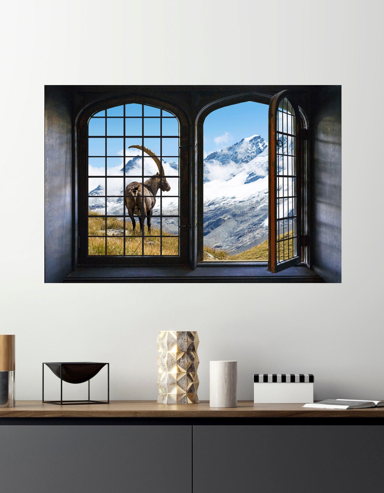 queence Wandsticker »Die Berge« Wandsticker, Wandbild, selbstklebend, 3D, Fenster