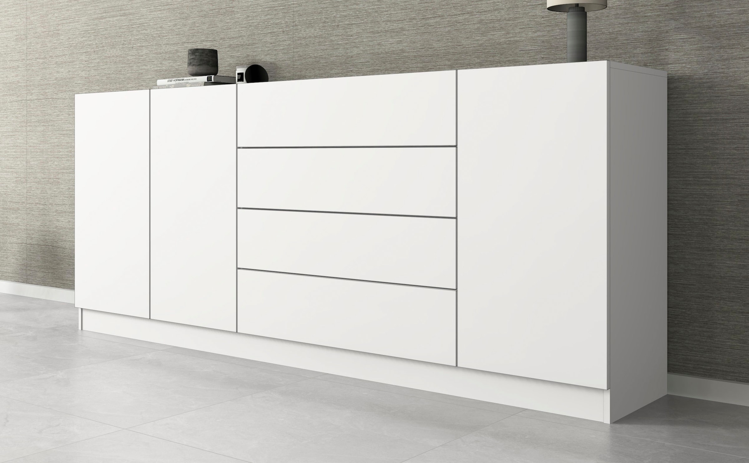 borchardt Möbel Sideboard »Vaasa, Kommode mit 3 Türen und 4 Schubkästen auf Kugelführungen« Sideboard Breite 190 cm, Höhe 79 cm, mit Push-to-open-Funktion