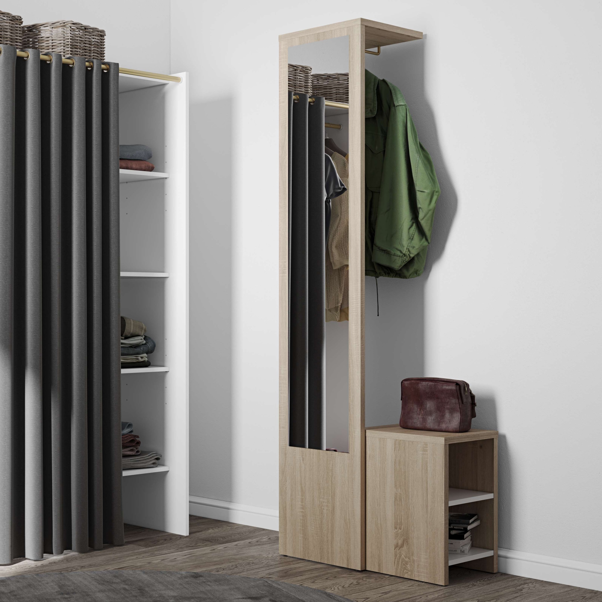 Garderobenschrank »Vestibulo, Wandgarderobe mit herausziehbarem Hocker, mit...