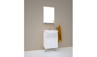 Badezimmer-Set »Quadro«, (Komplett-Set, 2 St., Spiegel, Waschtisch incl. Waschbecken)