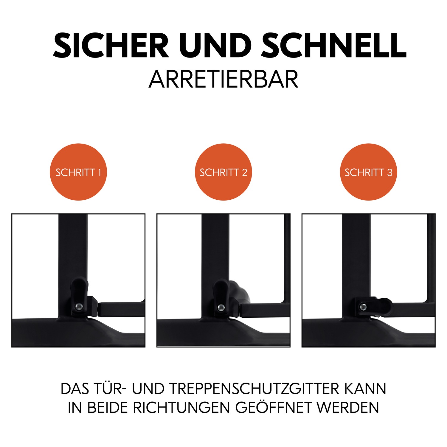 Hauck Türschutzgitter »Clear Step 2, Black«, auch als Treppenschutzgitter verwendbar; 75-80 cm, flacher Durchgang