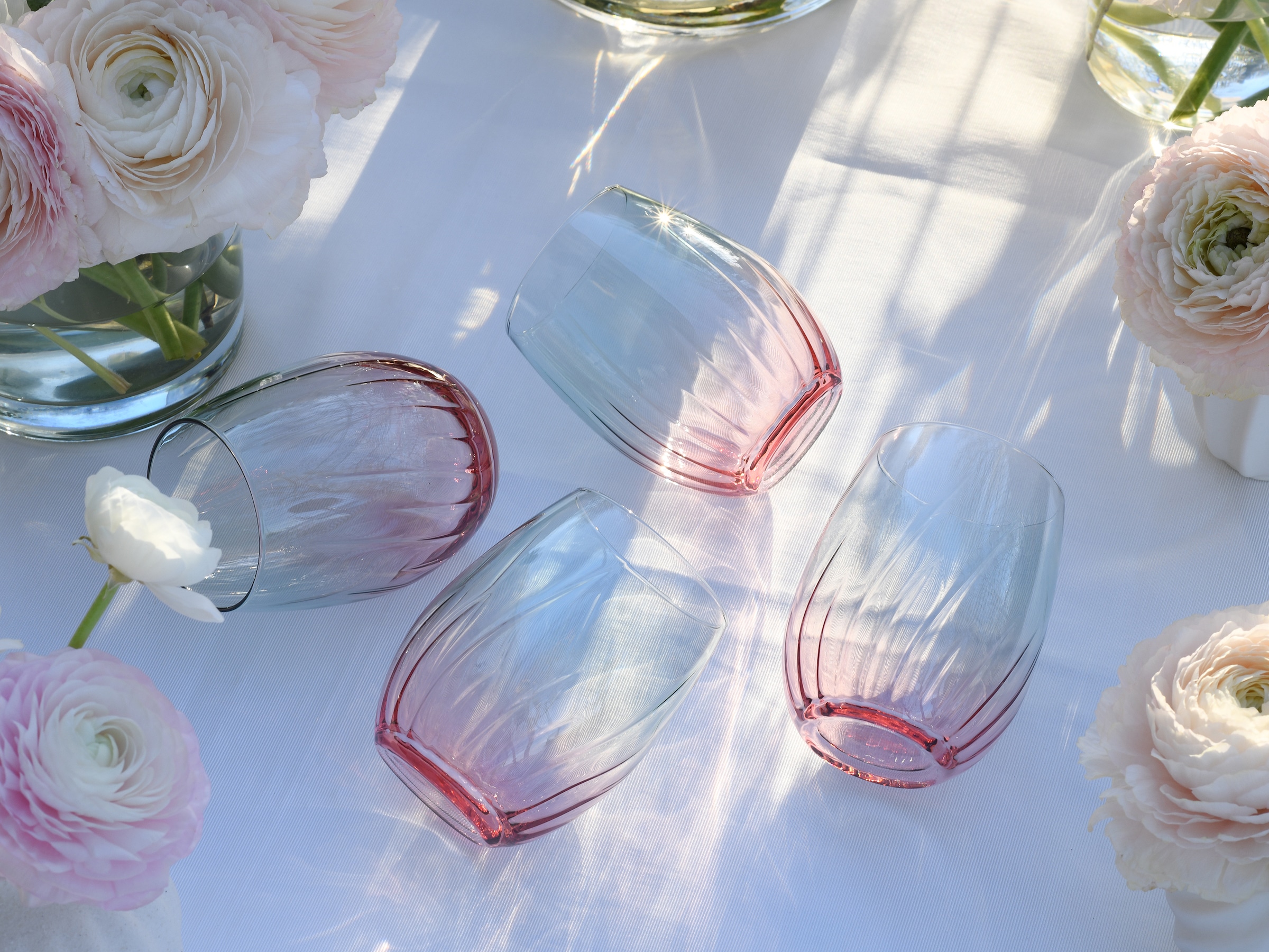 CreaTable Longdrinkglas »Swirly Spring, Longdrinkgläser-Set, 4-tlg.« Rillen Relief, Modern, Sommerlich, Leicht