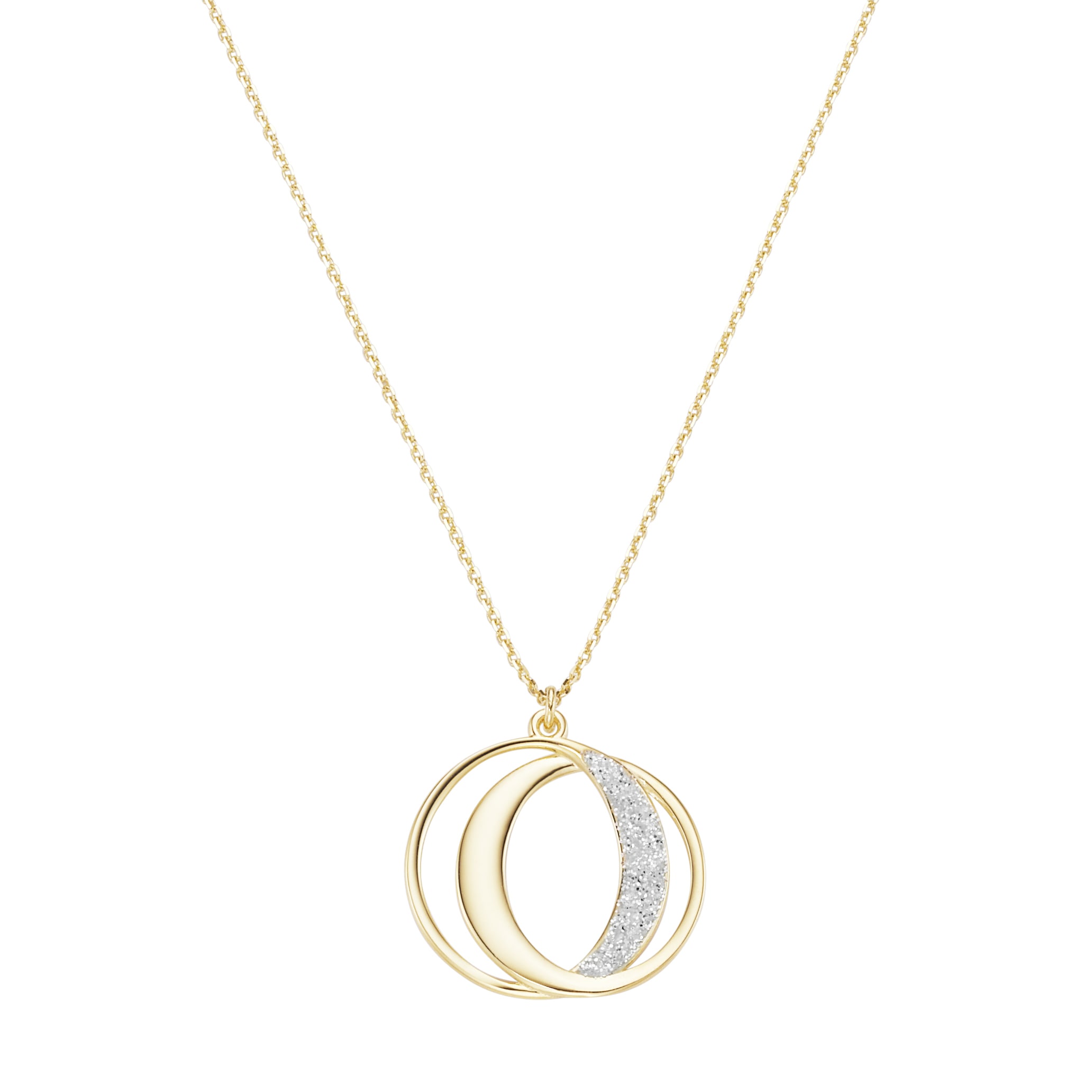 Luigi Merano Kette mit Anhänger »Kette verschlungene Ringe, Glitzer - Puder, Gold 375«