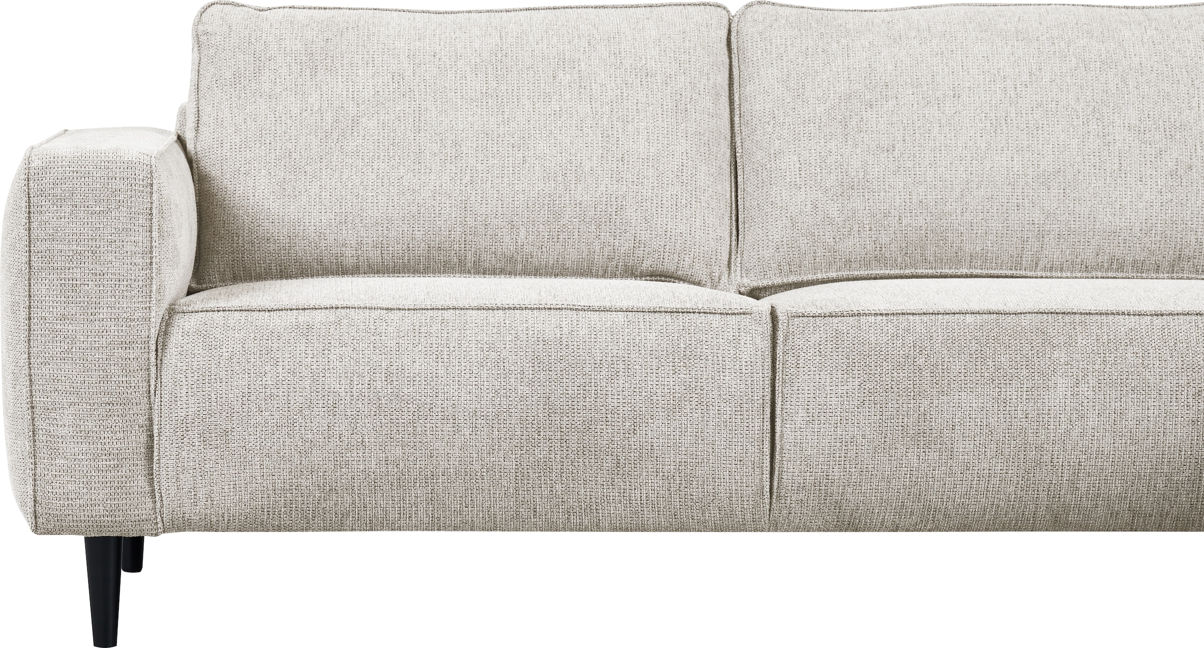 PLACES OF STYLE Ecksofa »Fumone, Lederoptik oder Soft-Touch Chenille« Breite 260, mit schwarzen Massivholzfüßen