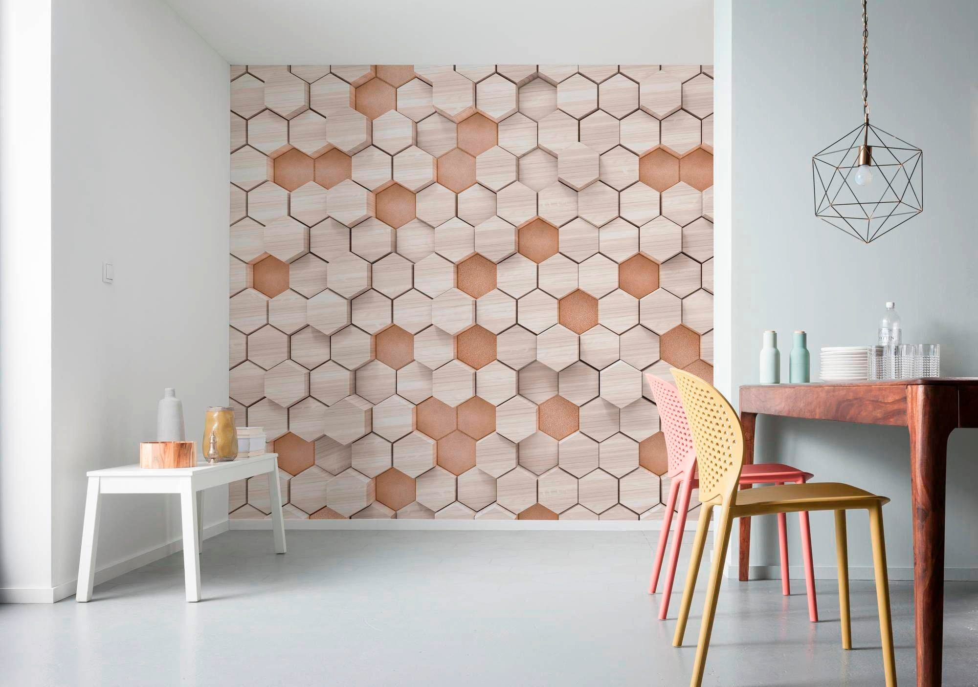 Komar Vliestapete »Digitaldruck Vlies - Woodcomb braun - Größe 400 x 250 cm«, bedruckt, Wohnzimmer, Schlafzimmer