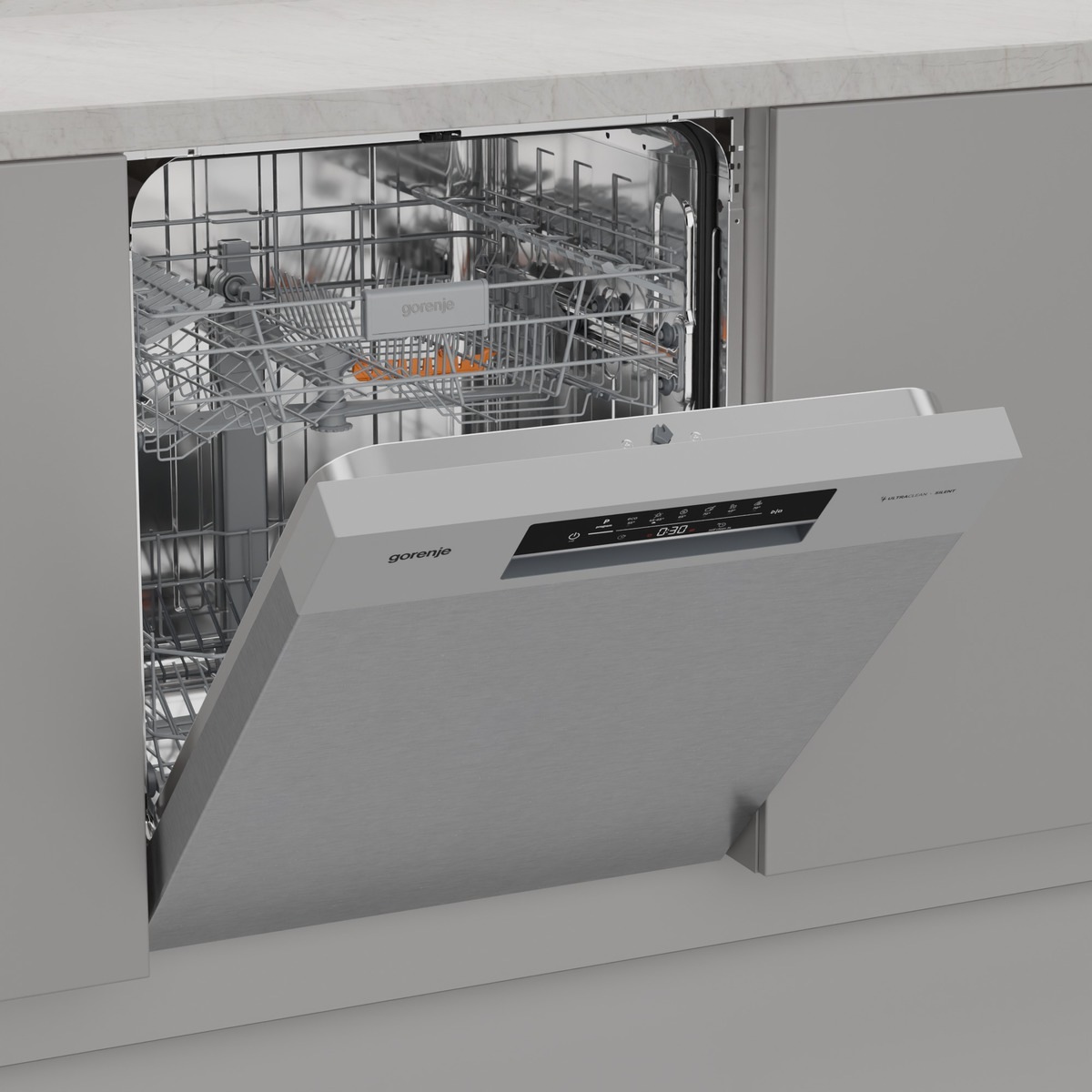 GORENJE Unterbaugeschirrspüler »GU642C90X« 9,7 l 14 tlg. Maßgedecke auto. Türöffnung, Hygiene Programm, Startzeitvorwahl