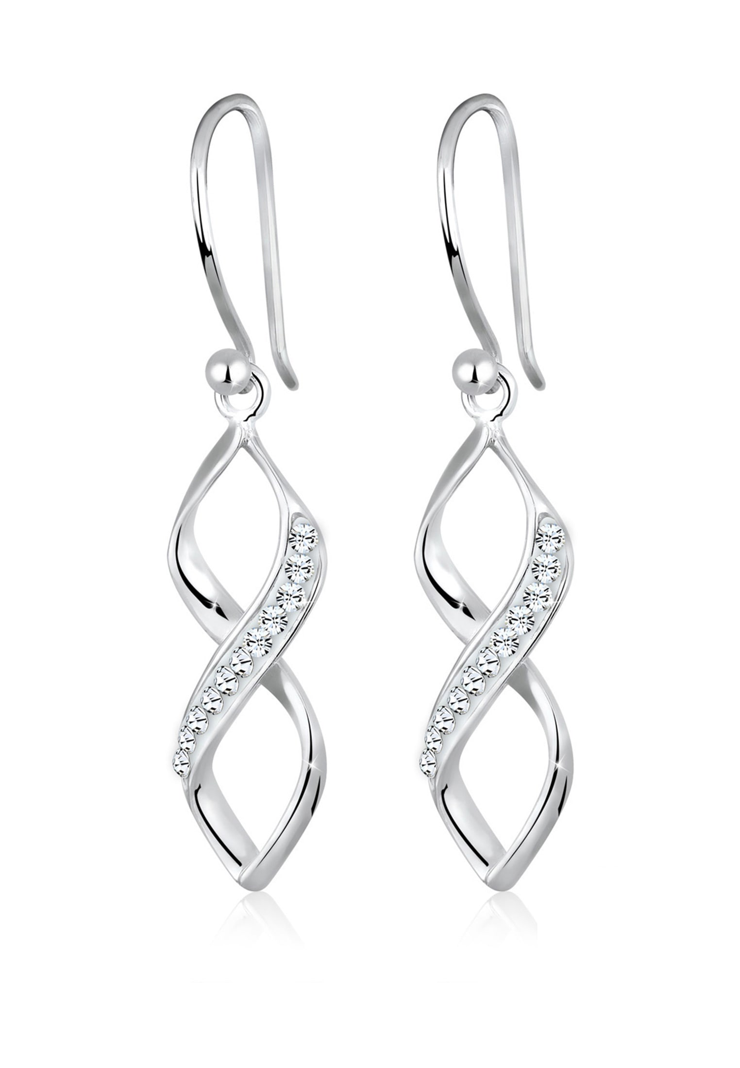 Elli Paar Ohrhänger »Ohrringe Infinity Kristalle Spirale Silber«