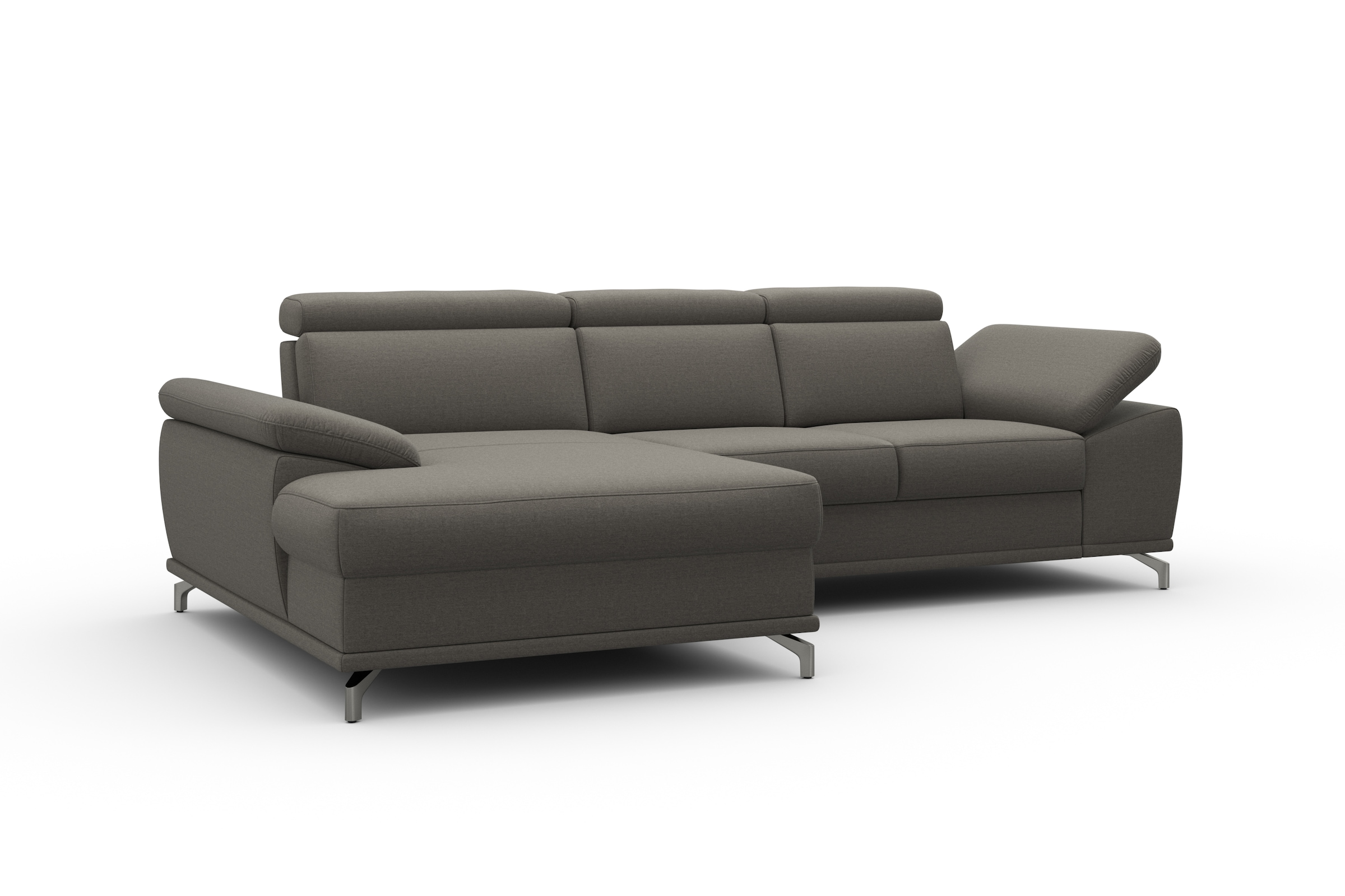 sit&more Ecksofa »Cabrio L-Form, mit Sitztiefenverstellung, Arm- und Kopfteilverstellung«, 2 Nierenkissen, Federkern, optional Bettfunktion und Stauraum
