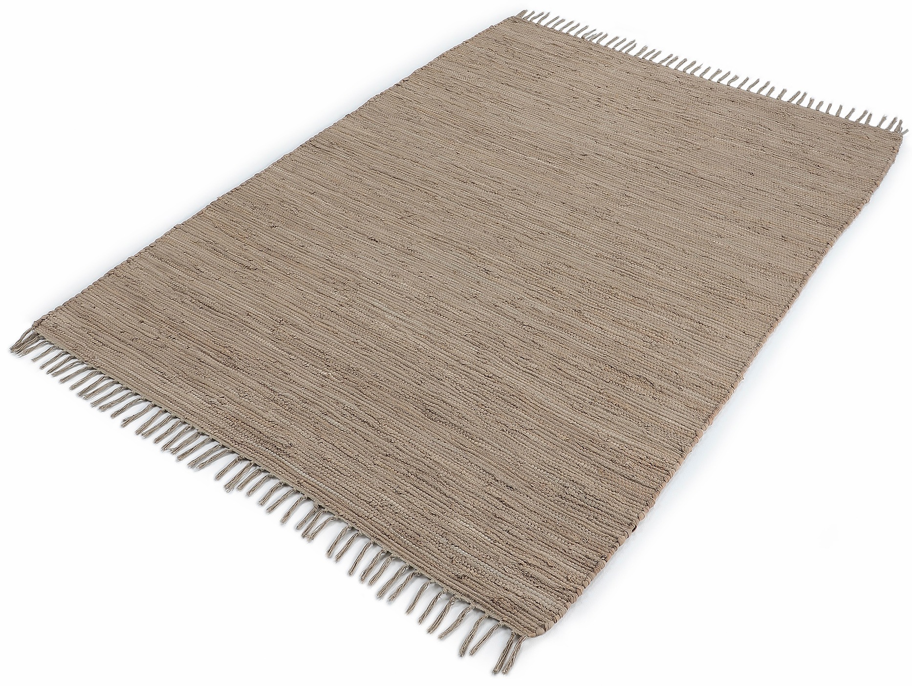 carpetfine Teppich »Kelim Chindi uni, auch als Läufer«, rechteckig, 5 mm Höhe, Wendeteppich, reine Baumwolle, handgewebt, Uni-Farben, mit Fransen