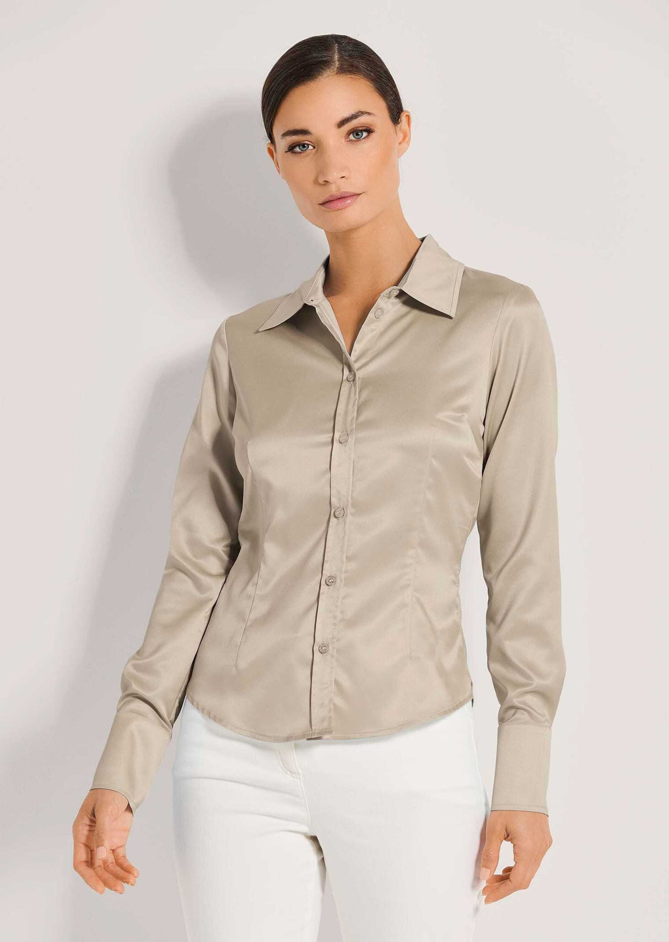 MADELEINE Hemdbluse »Bluse Hemdbluse mit glänzendem Finish« Satinbluse