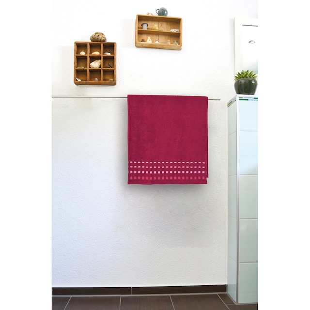 KiNZLER Handtuch Set »Duschtuch Kreta«, Set, 2 tlg., Walkfrottee, Uni  Farben, mit Bordüre, angenehm weich und flauschig, 100% Baumwolle