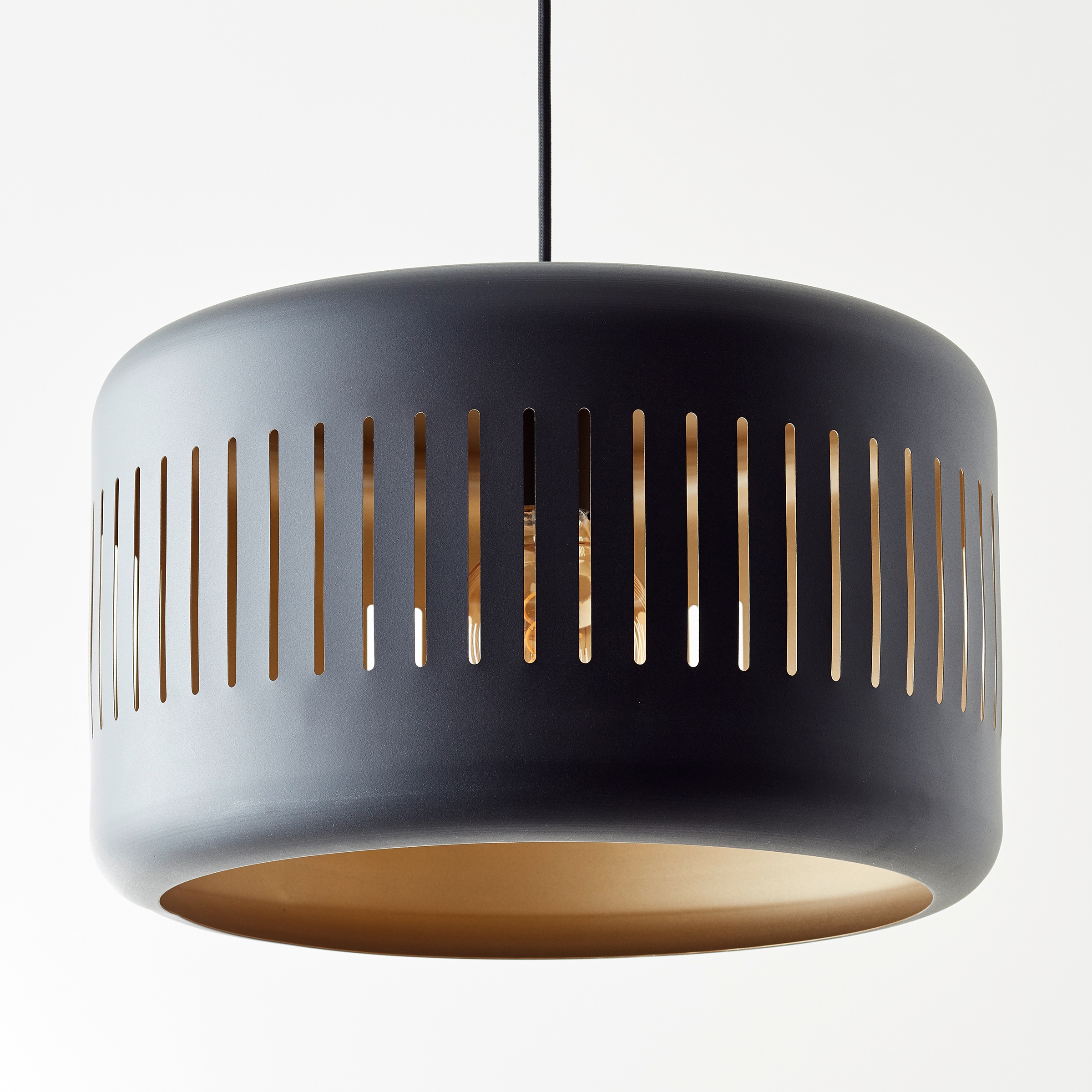 Brilliant Pendelleuchte »Tyas«, 1 flammig, Leuchtmittel E27 | ohne Leuchtmittel, 120 x 38 cm, 1 x E27, kürzbar, Metall, schwarz/goldfarben