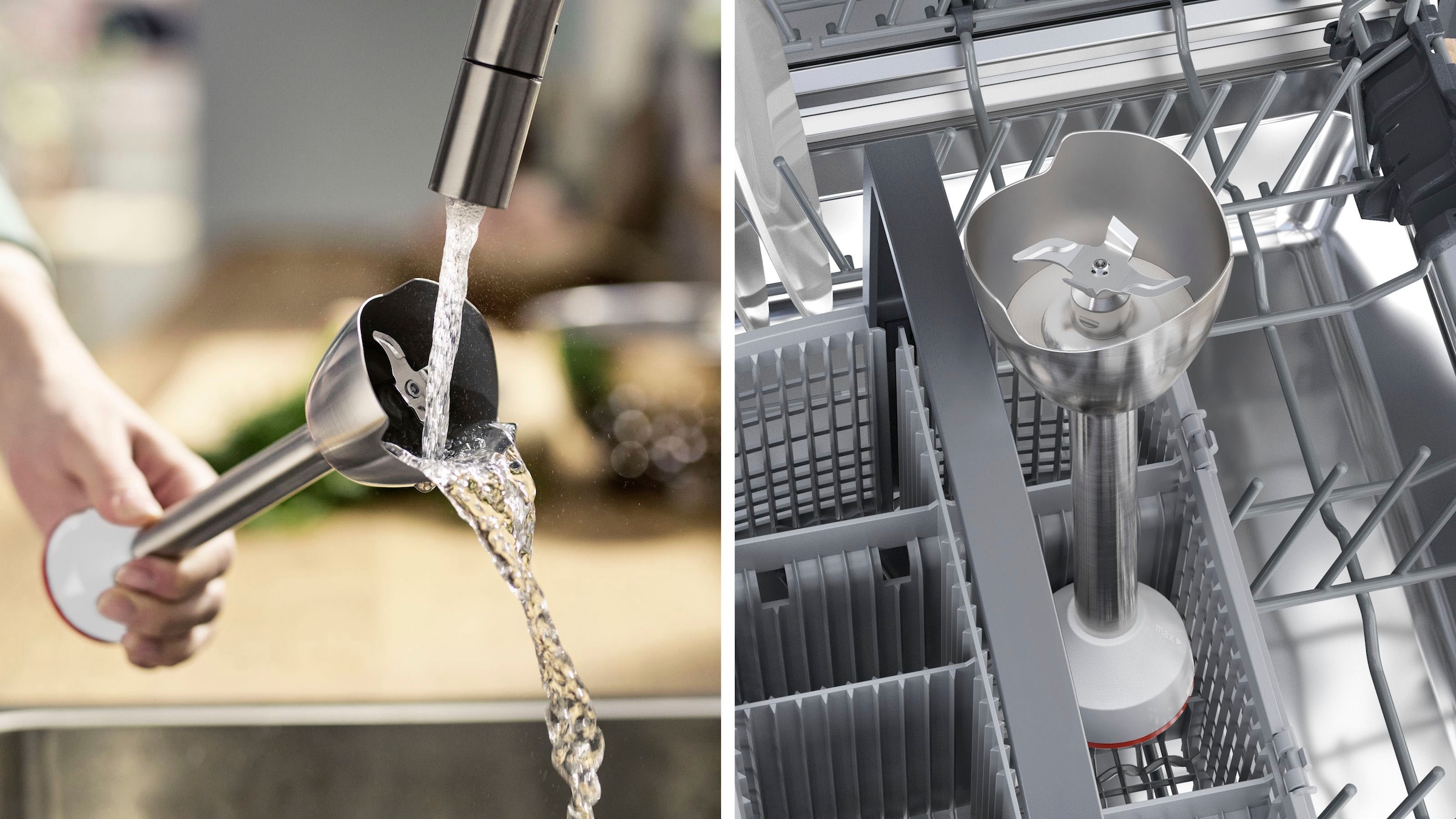 BOSCH Stabmixer »ErgoMaster Serie 4 MSM4W220, 4 Klingen, Zerkleinerer, Becher, weiß«, 600 W, Mixfuß Edelstahl, großer Bedienhebel, Keramikkupplung, Made in Europe
