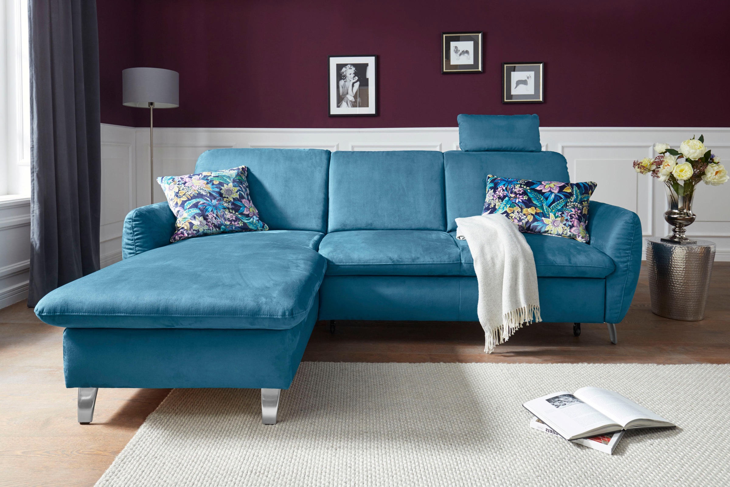 sit&more Ecksofa »Daytona L-Form«, mit Federkern, einer Kopfstütze und wahlweise mit Bettfunktion