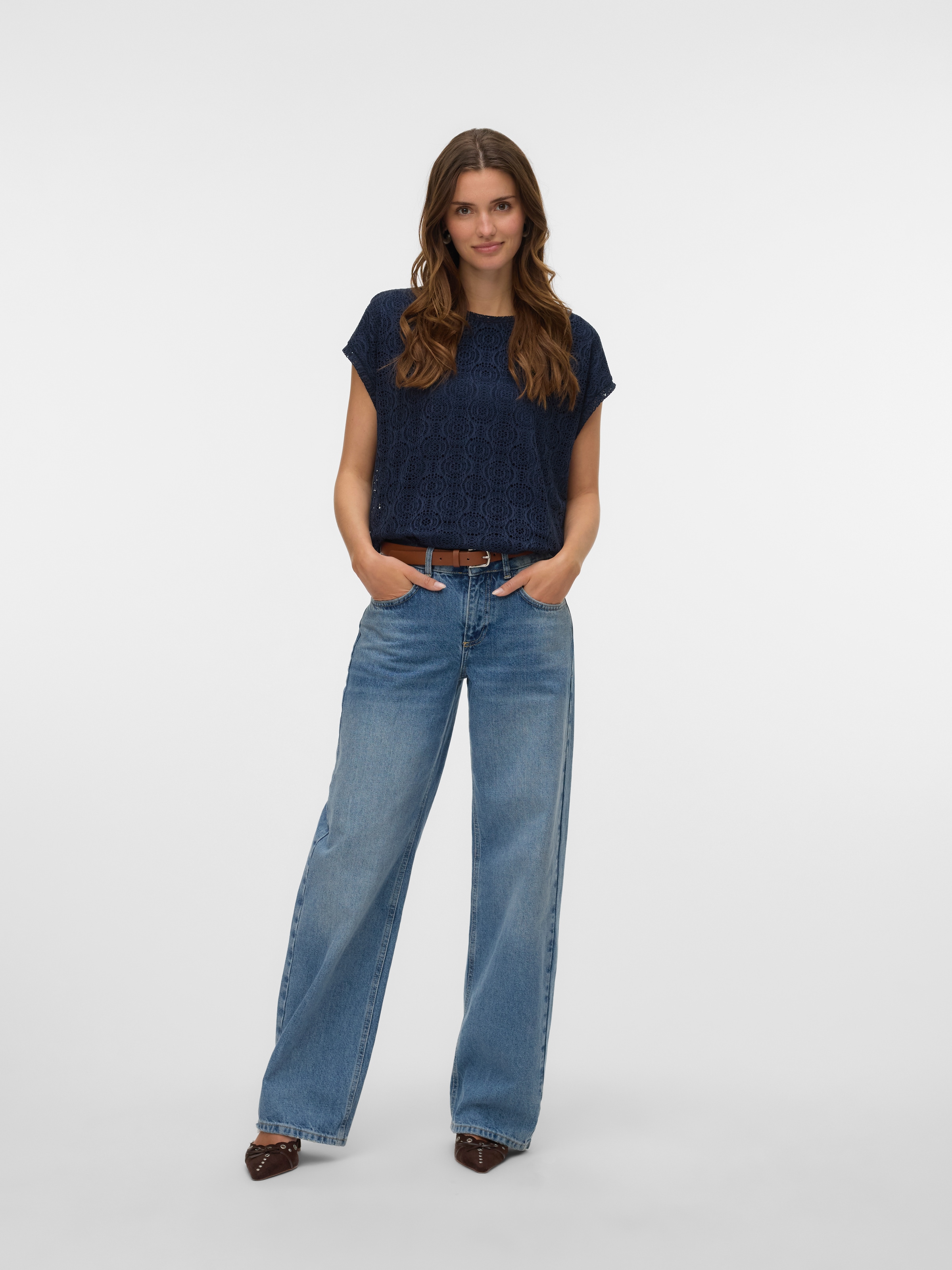 Vero Moda T-Shirt »VMMAYA AVA SS TOP JRS VO« Materialmix, regular fit