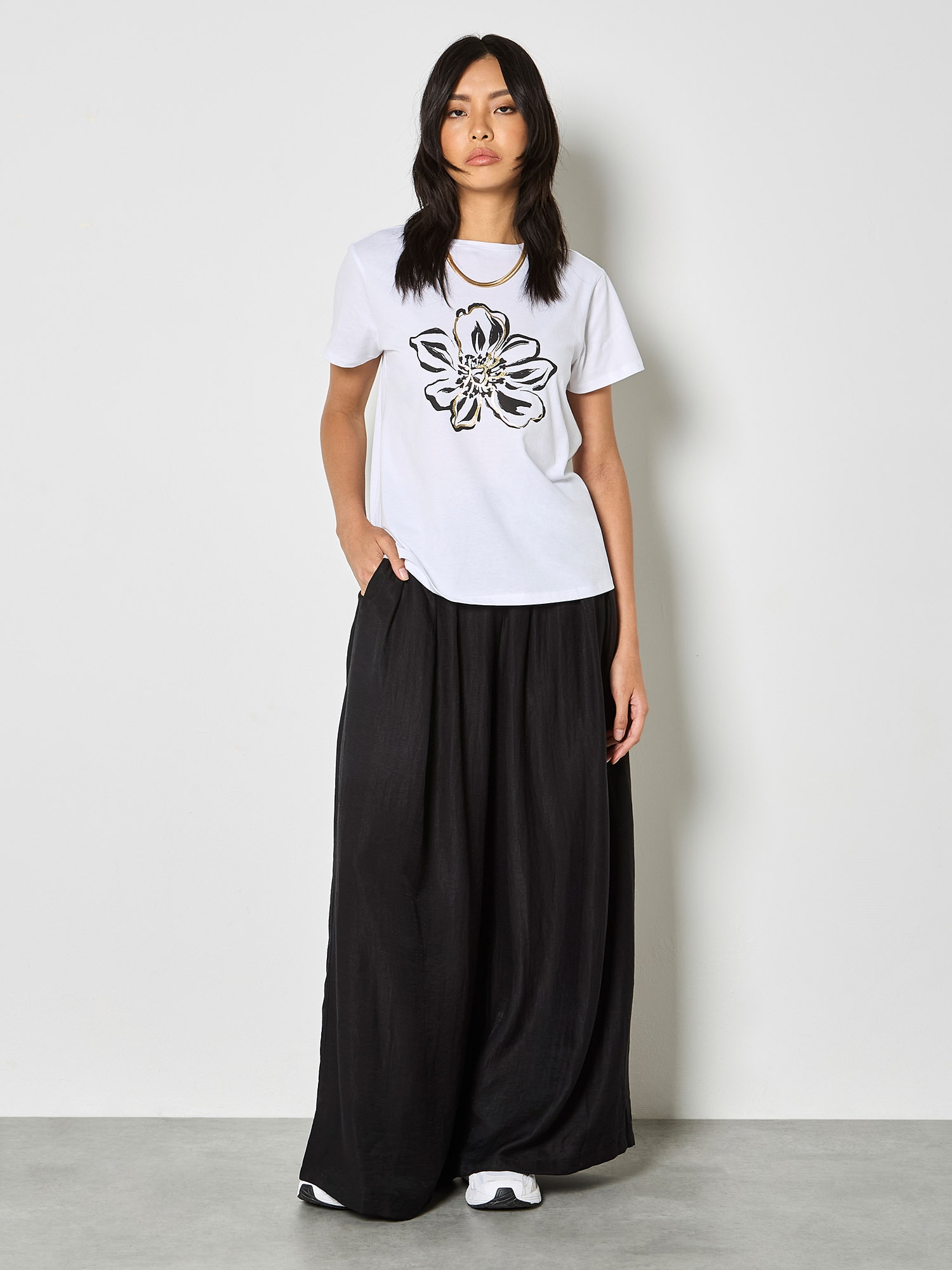Apricot Shirttop »Top« mit Goldfolien-Blumenprint