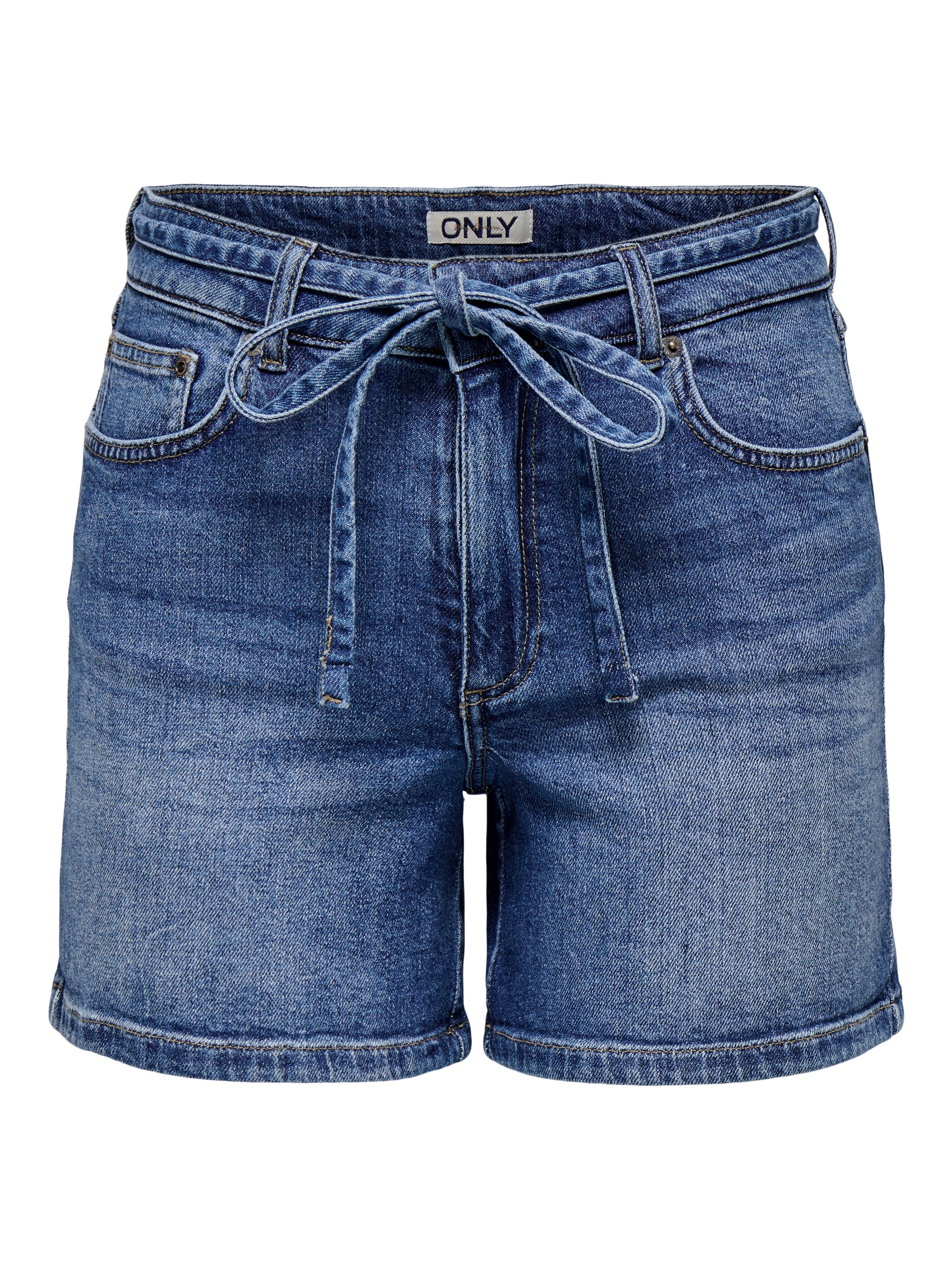 ONLY Jeansshorts »ONLGIANNA MW BELTED SHORTS AZG DNM NOOS« Baumwollmischung, regular fit, Regular Waist
