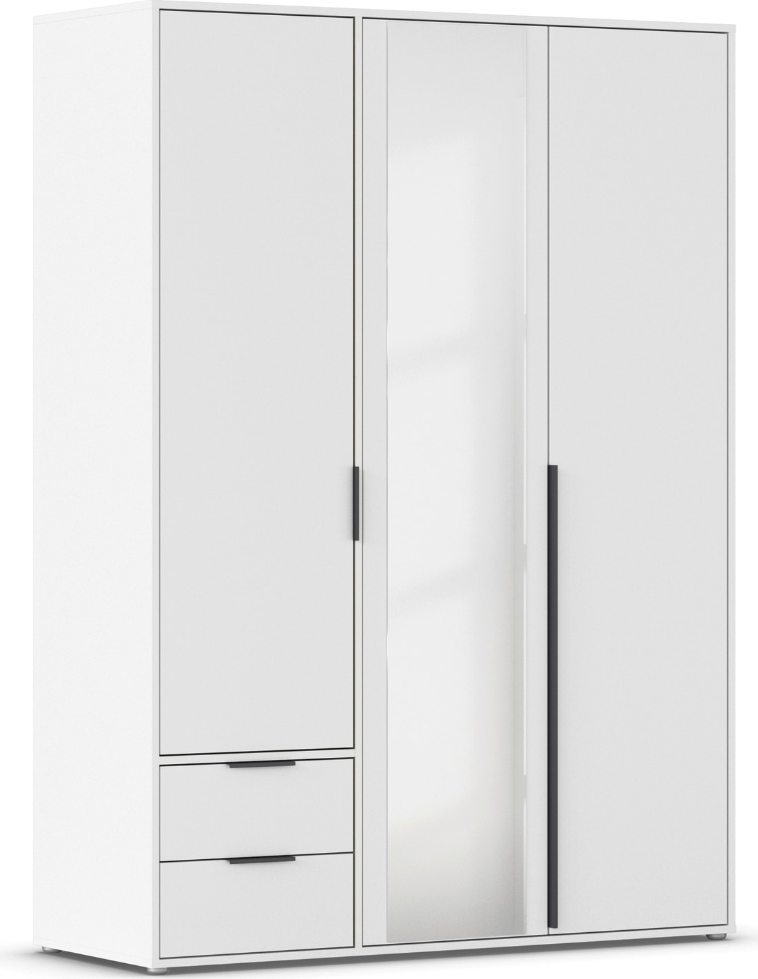 rauch Drehtürenschrank »Kleiderschrank Schrank Garderobe Wäscheschrank NAGATA mit Spiegel« in 3 verschiedenen Ausstattungen BASIC/CLASSIC/PREMIUM,  und Schubladen sowie Stangengriffen TOPSELLER MADE IN GERMANY