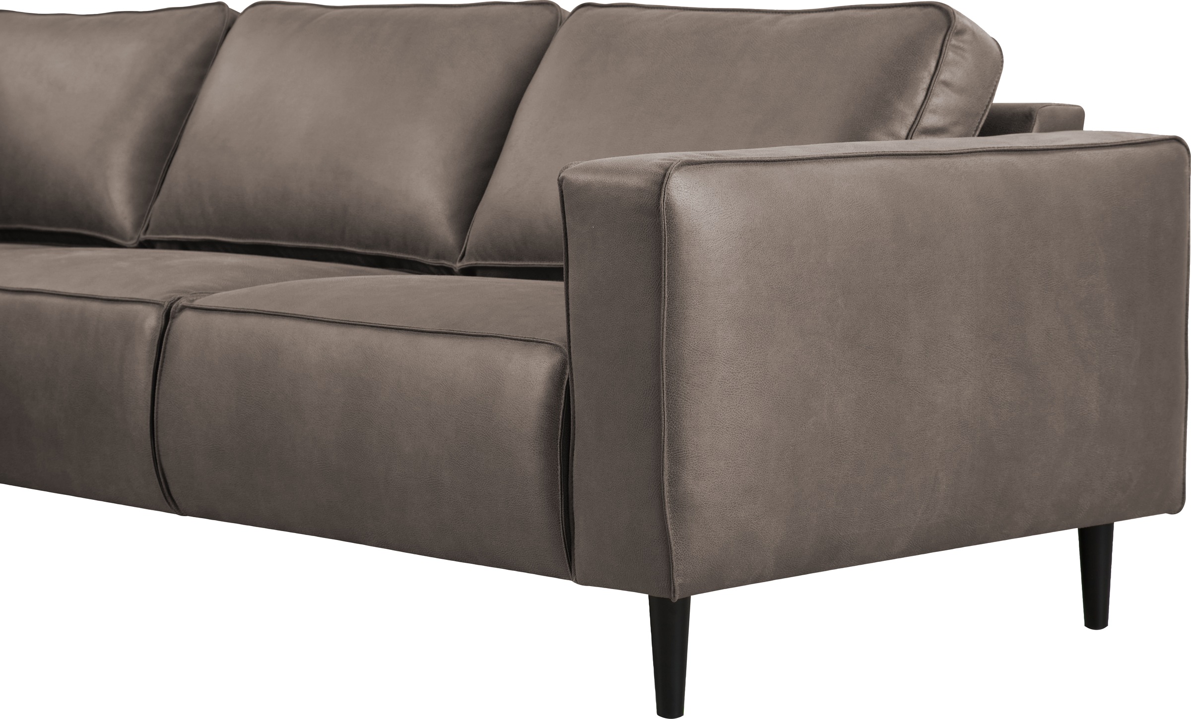 Places of Style Ecksofa »Fumone, Lederoptik oder Soft-Touch Chenille«, Breite 260, mit schwarzen Massivholzfüßen