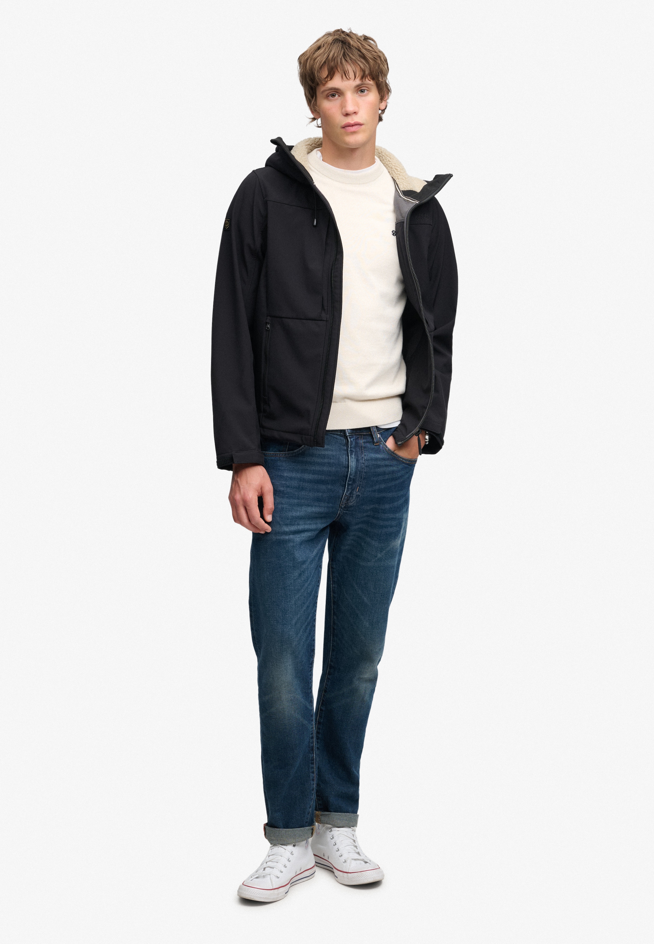 Superdry Outdoorjacke »HOOD BORG TREKKER JKT« mit Kapuze Materialmix, relaxed fit